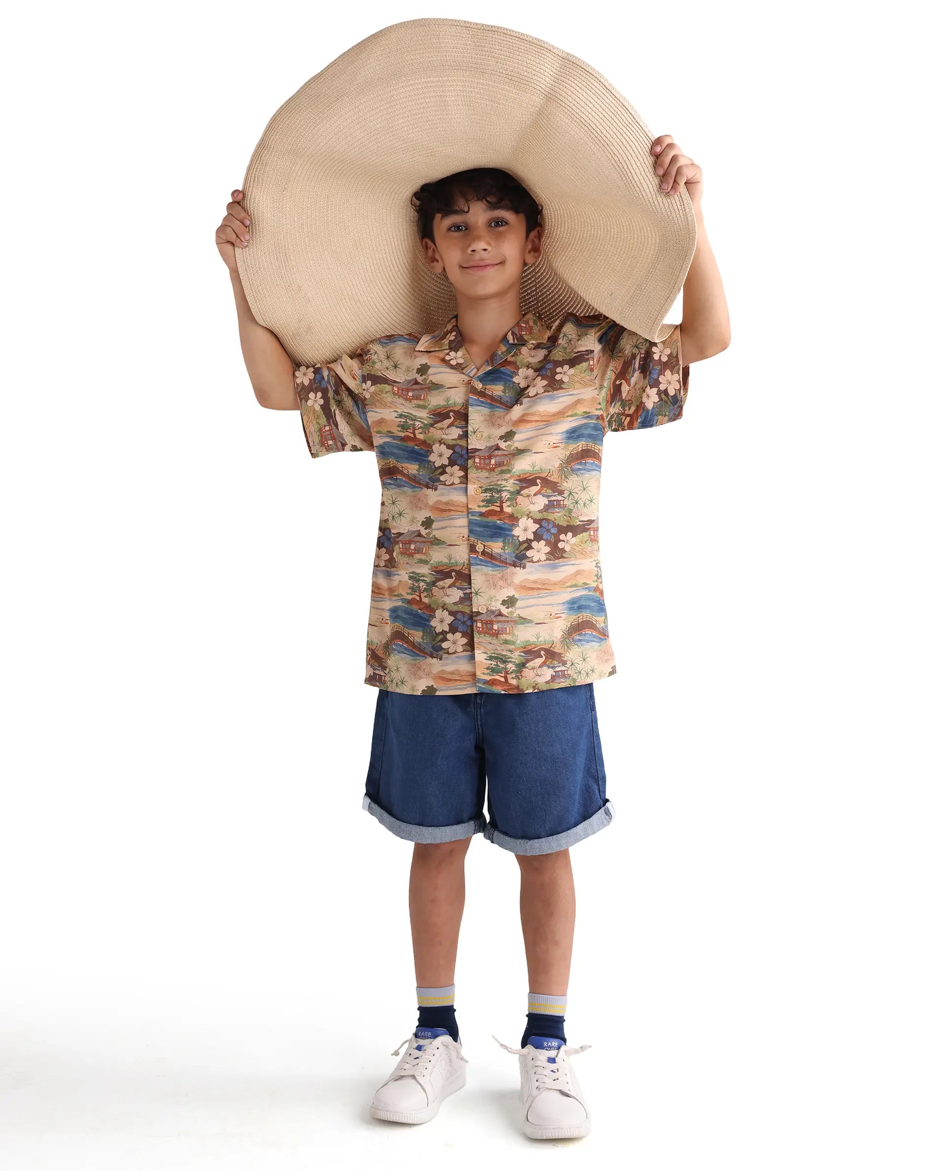 Rare Ones Kids Adon Brown Viscose Button Closure Regular Fit Shirt