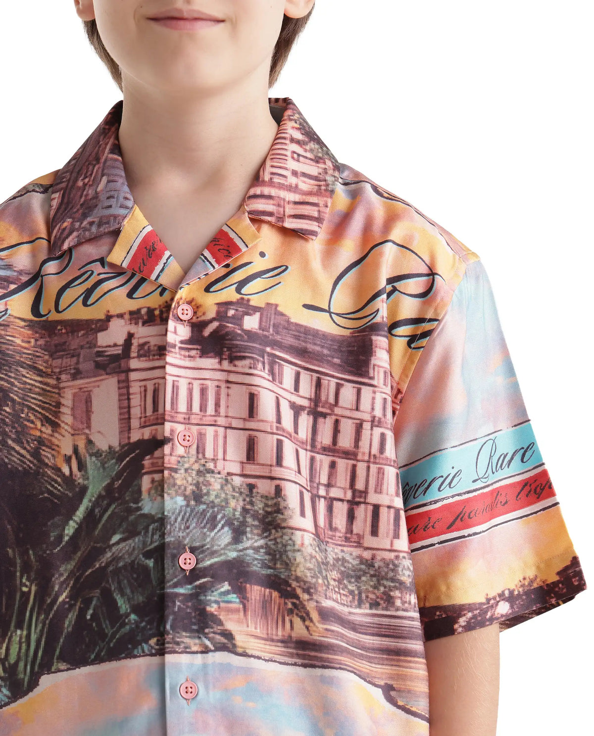 Rare Ones Kids Siff Orange Cotton Blend Button Closure Cuban Collar Regular Fit Shirt