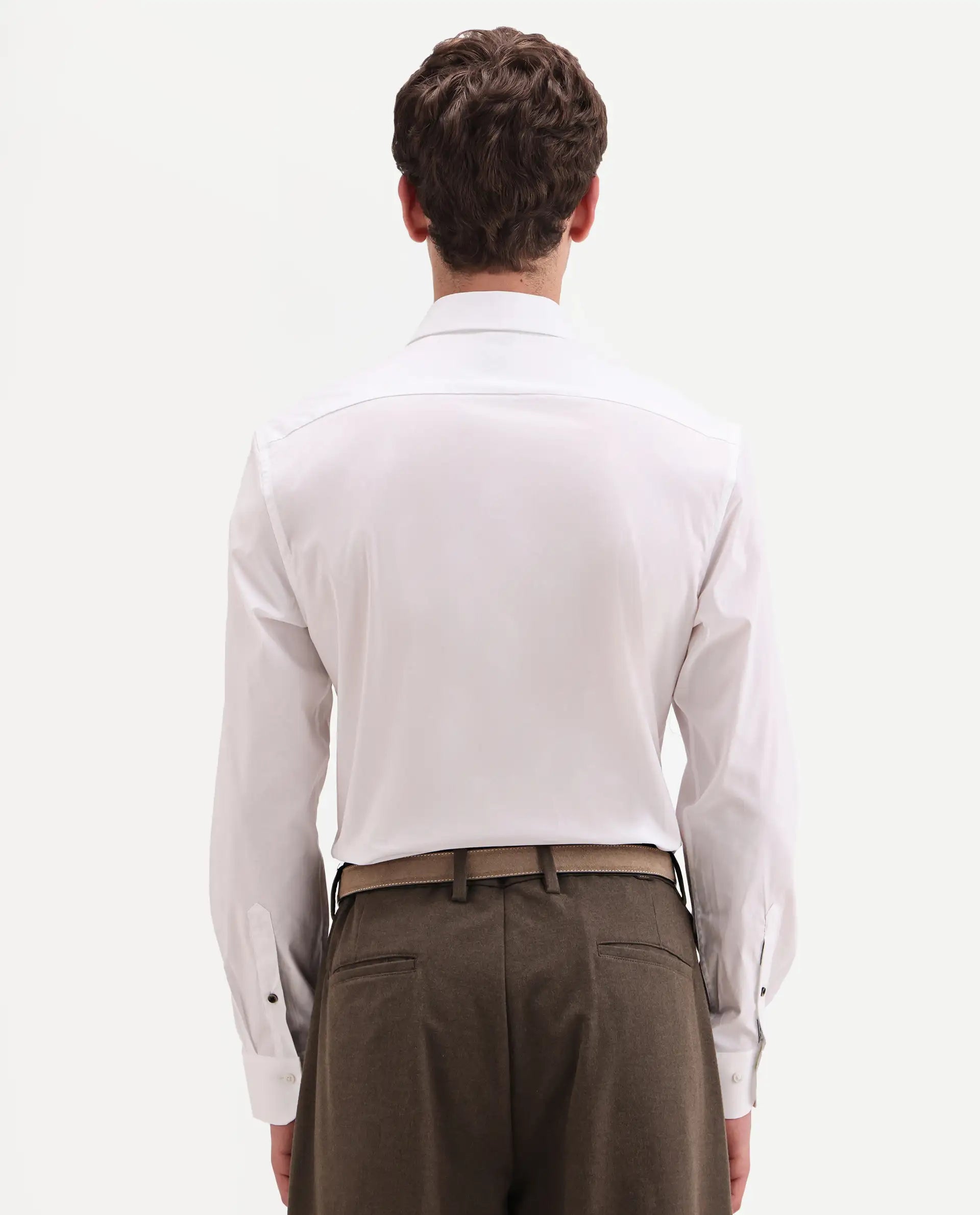 Rare Rabbit Men's Neutron-Ss26 White Cotton Blend Full Sleeve Spread Collar Regular Fit Plain Shirt