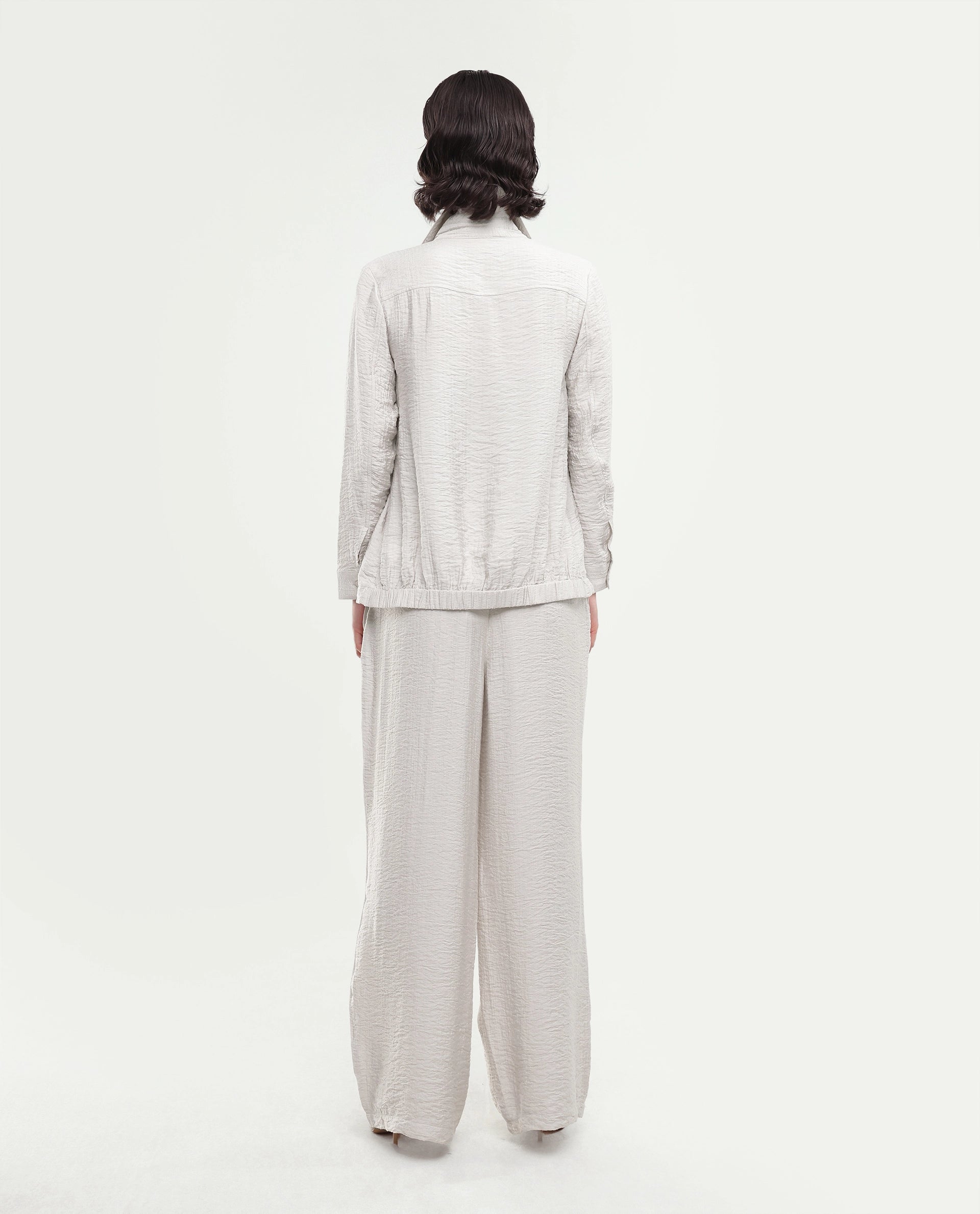 Rareism Women's Dion-B Off White Viscose Blend Button And Zip Straight Plain Trouser