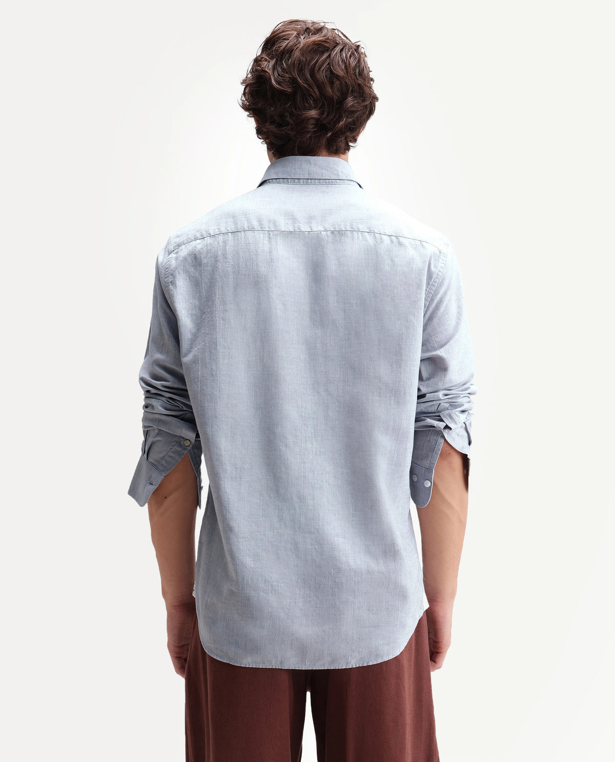 Rare Rabbit Men's Bonc Dusky Purple Linen Blend Fabric Full Sleeve Spread Collar Button Regular Plain Shirt