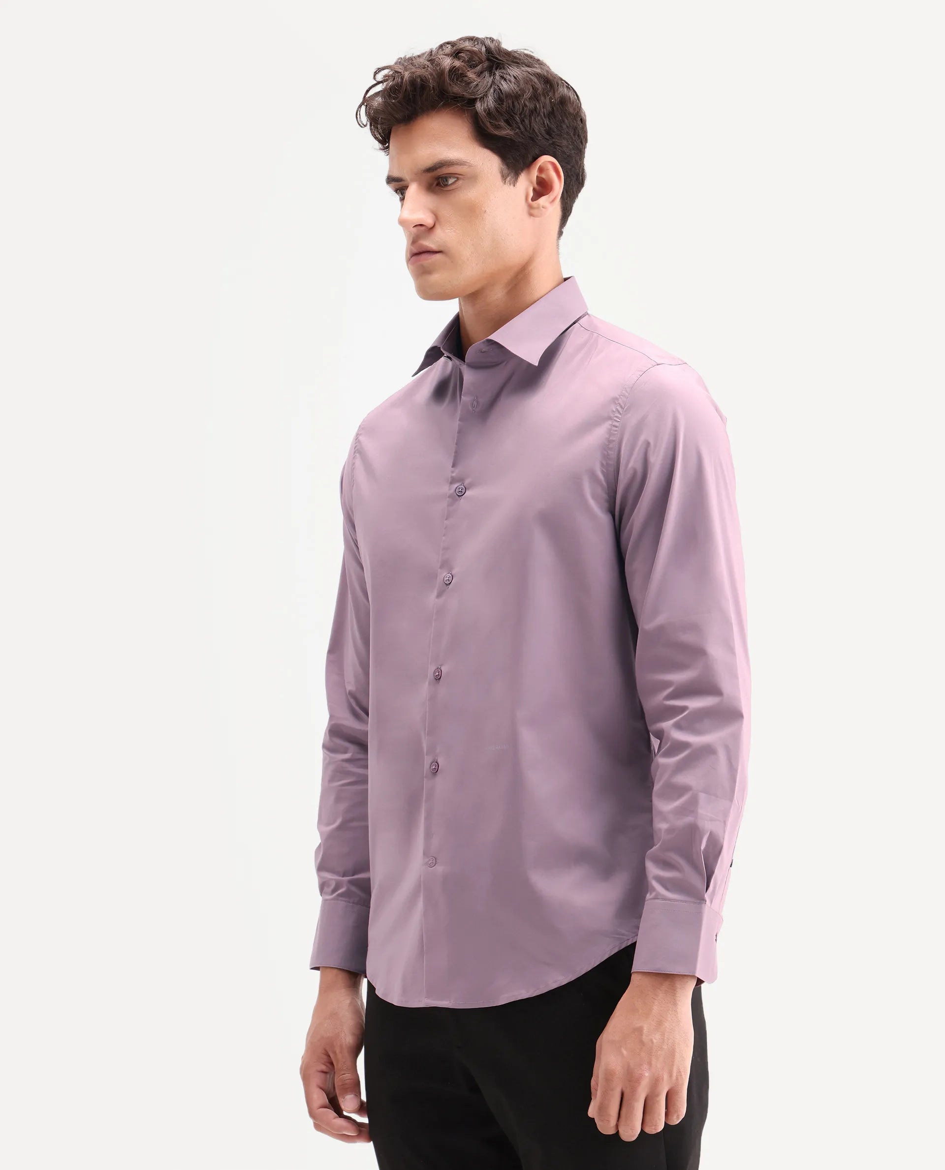 Rare Rabbit Men's Zidan Dusky Pink Cotton Blend Fabric Full Sleeve Spread Collar Button Regular Plain Shirt