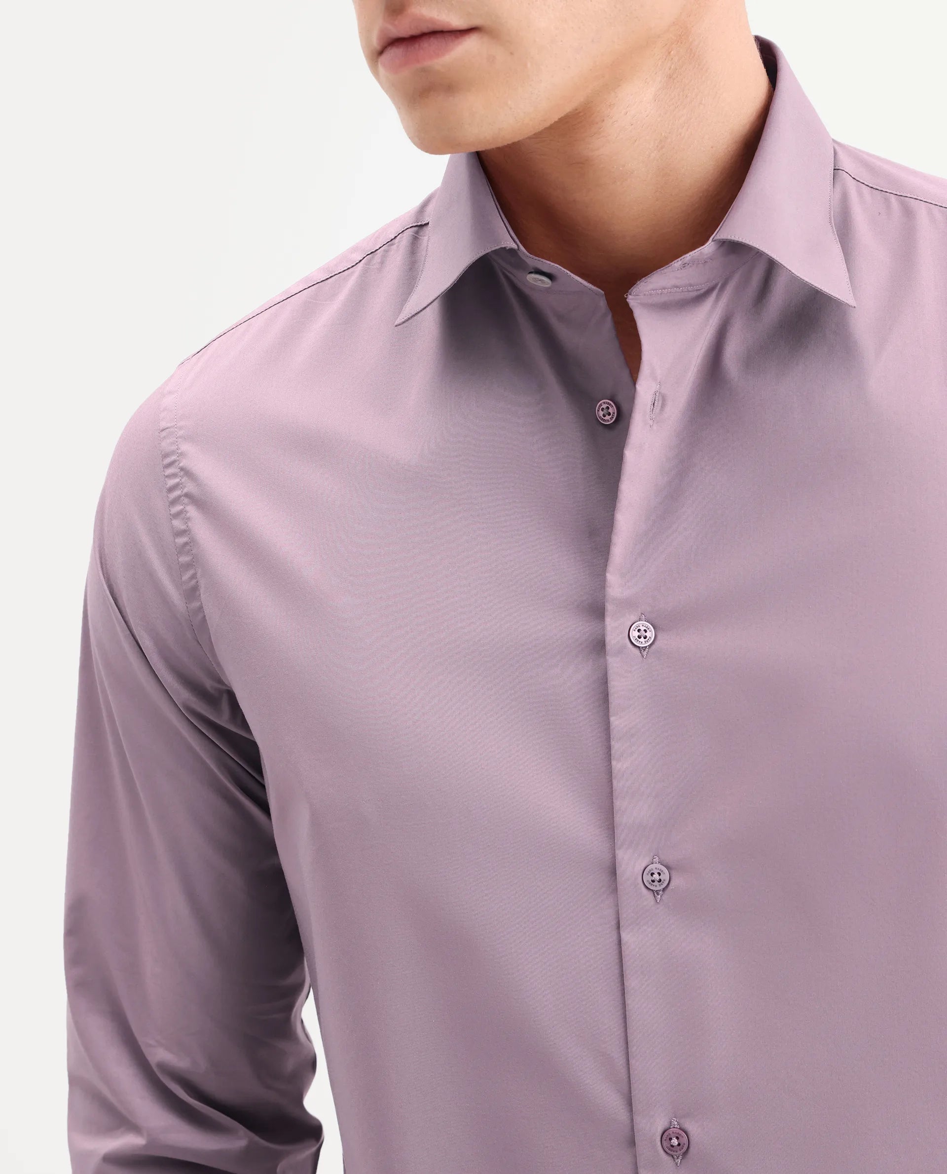 Rare Rabbit Men's Zidan Dusky Pink Cotton Blend Fabric Full Sleeve Spread Collar Button Regular Plain Shirt