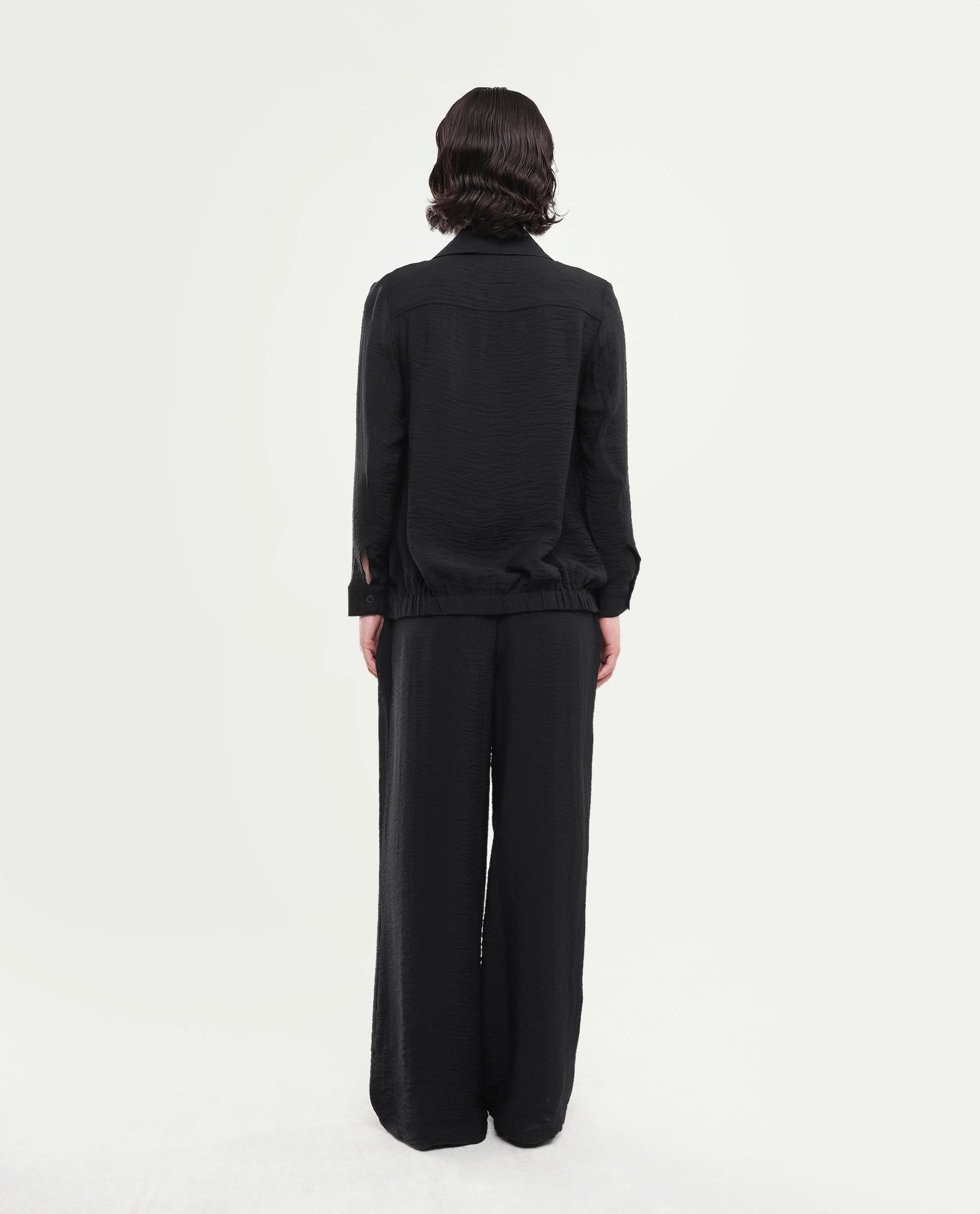 Rareism Women's Dion-B Black Viscose Blend Button And Zip Straight Plain Trouser