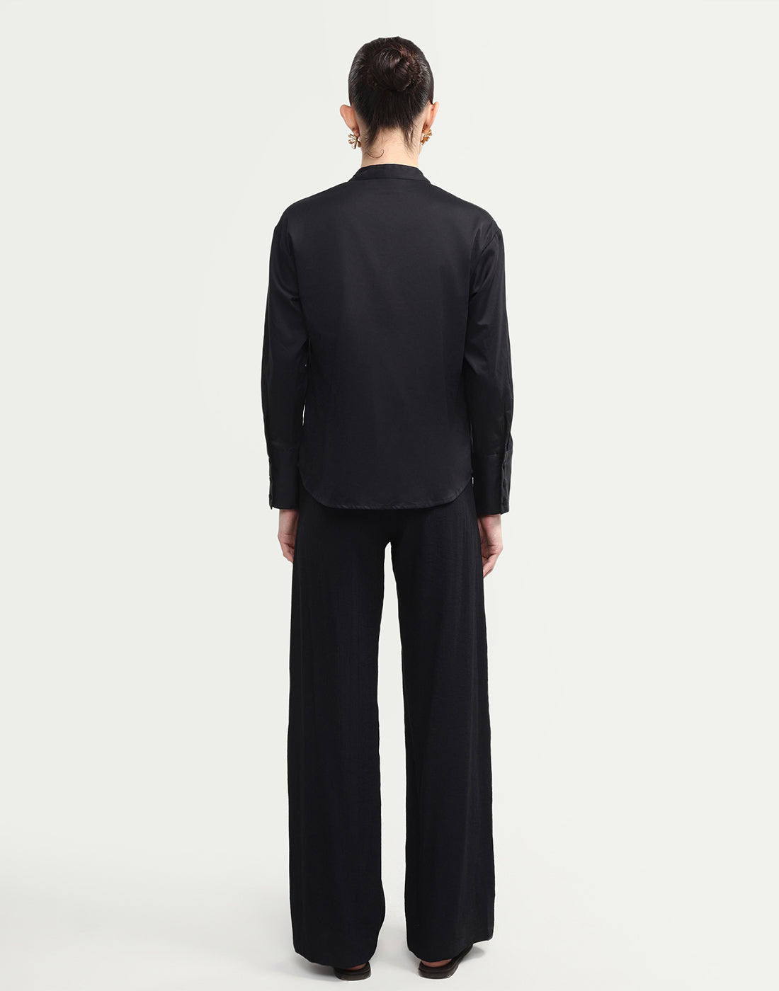 Rareism Women's Duniq Black Viscose Blend Straight Plain Trouser