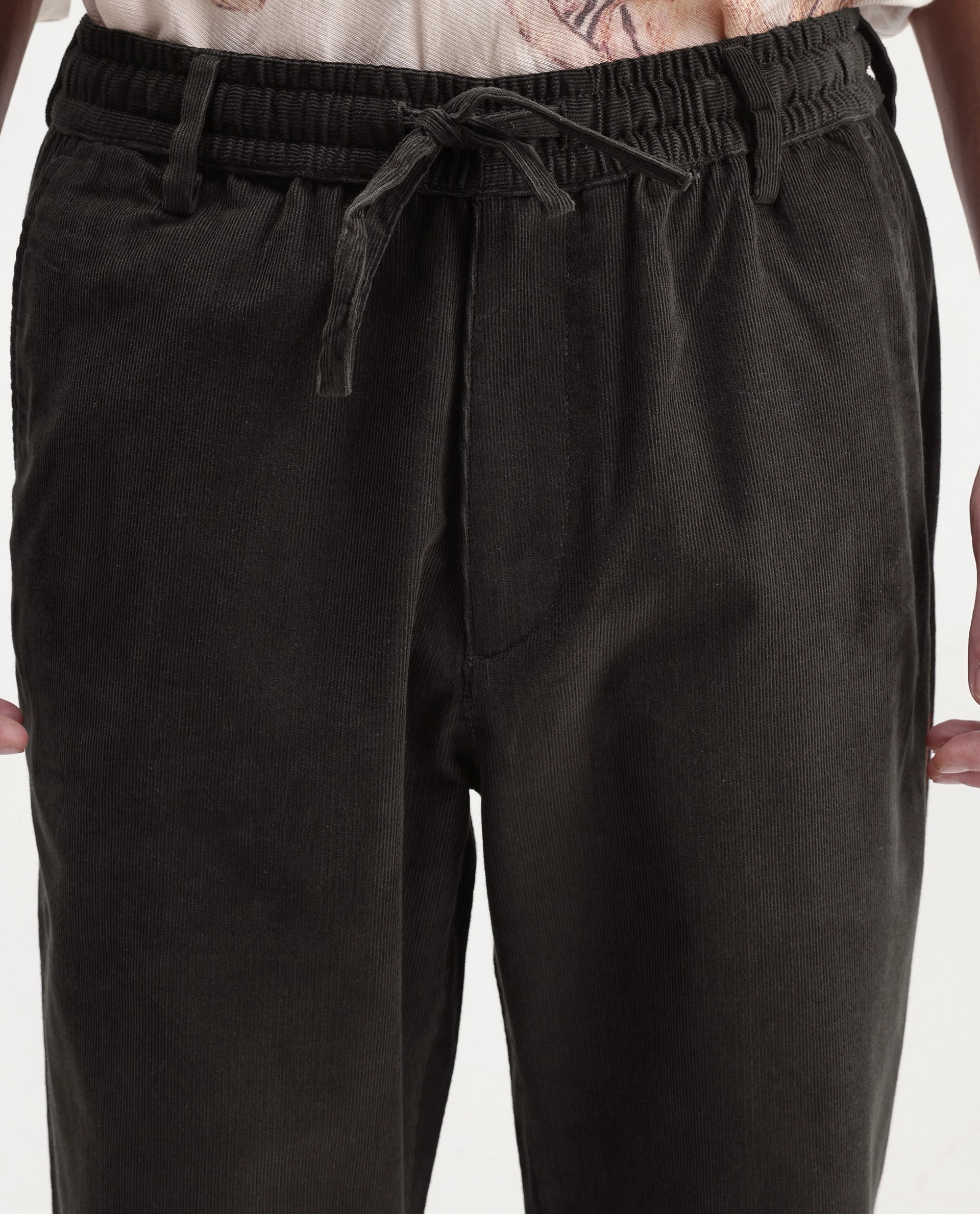 Rare Rabbit Men's Chant-B Dark Brown Cotton Straight Fit Length Trouser