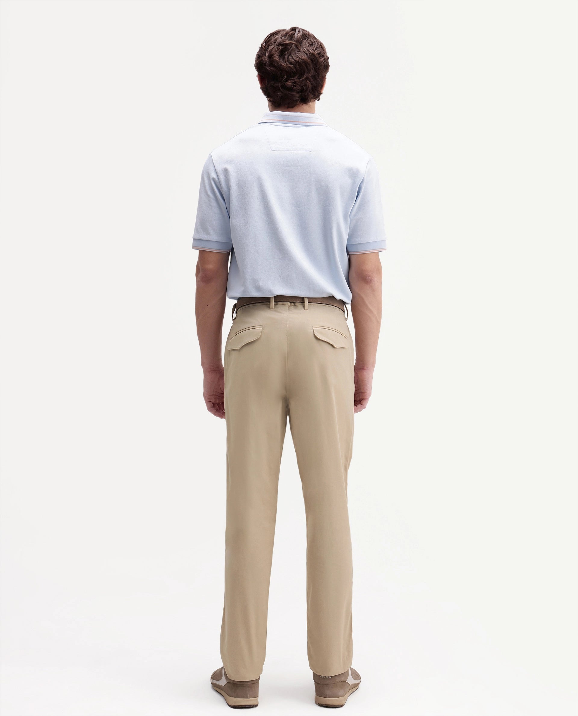 Rare Rabbit Men's Eder-T Beige Cotton Fabric Regular Fit Plain Trouser