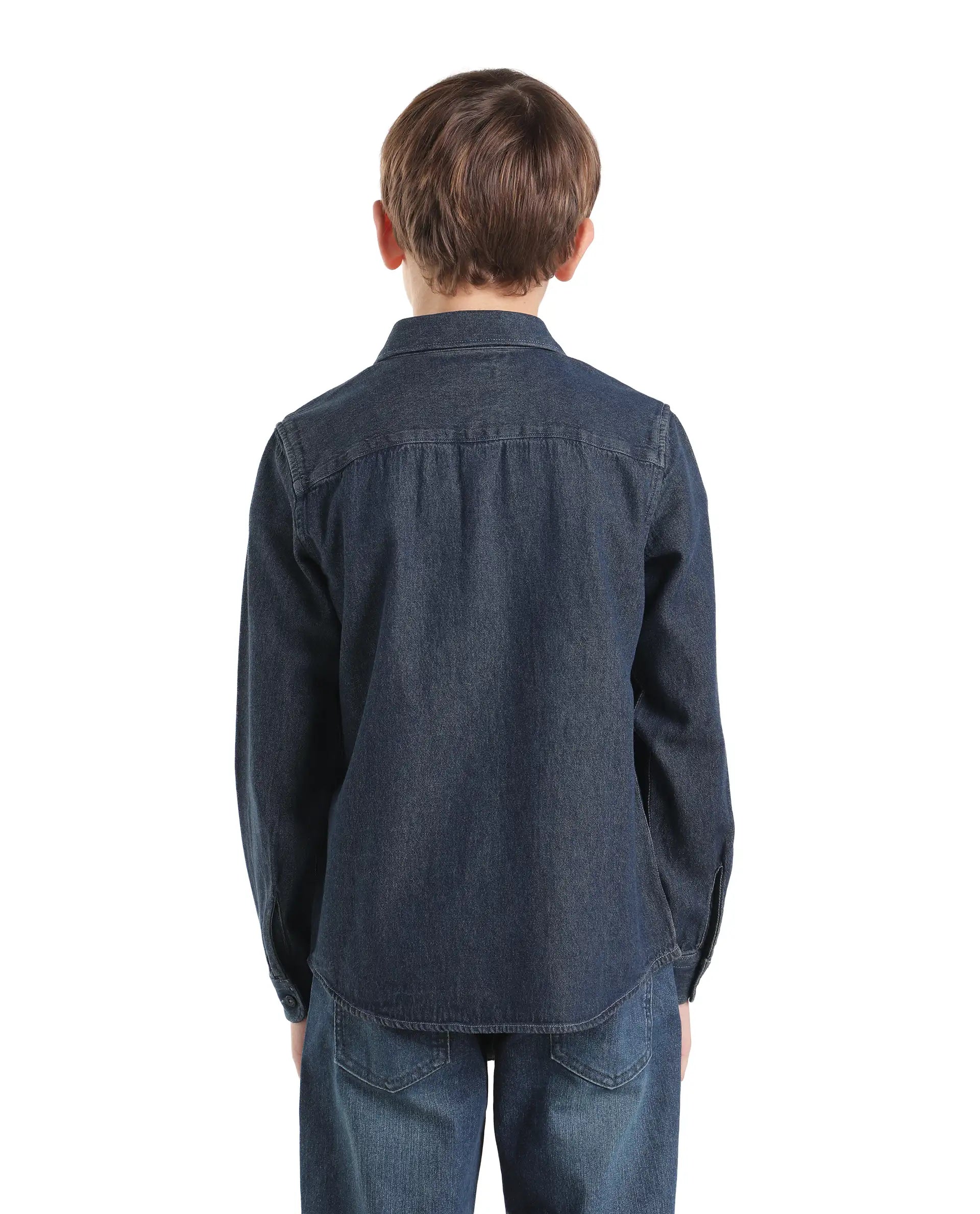Rare Ones Kids Saiot Dark Blue Cotton Blend Fabric Button Closure Regular Fit Shirt