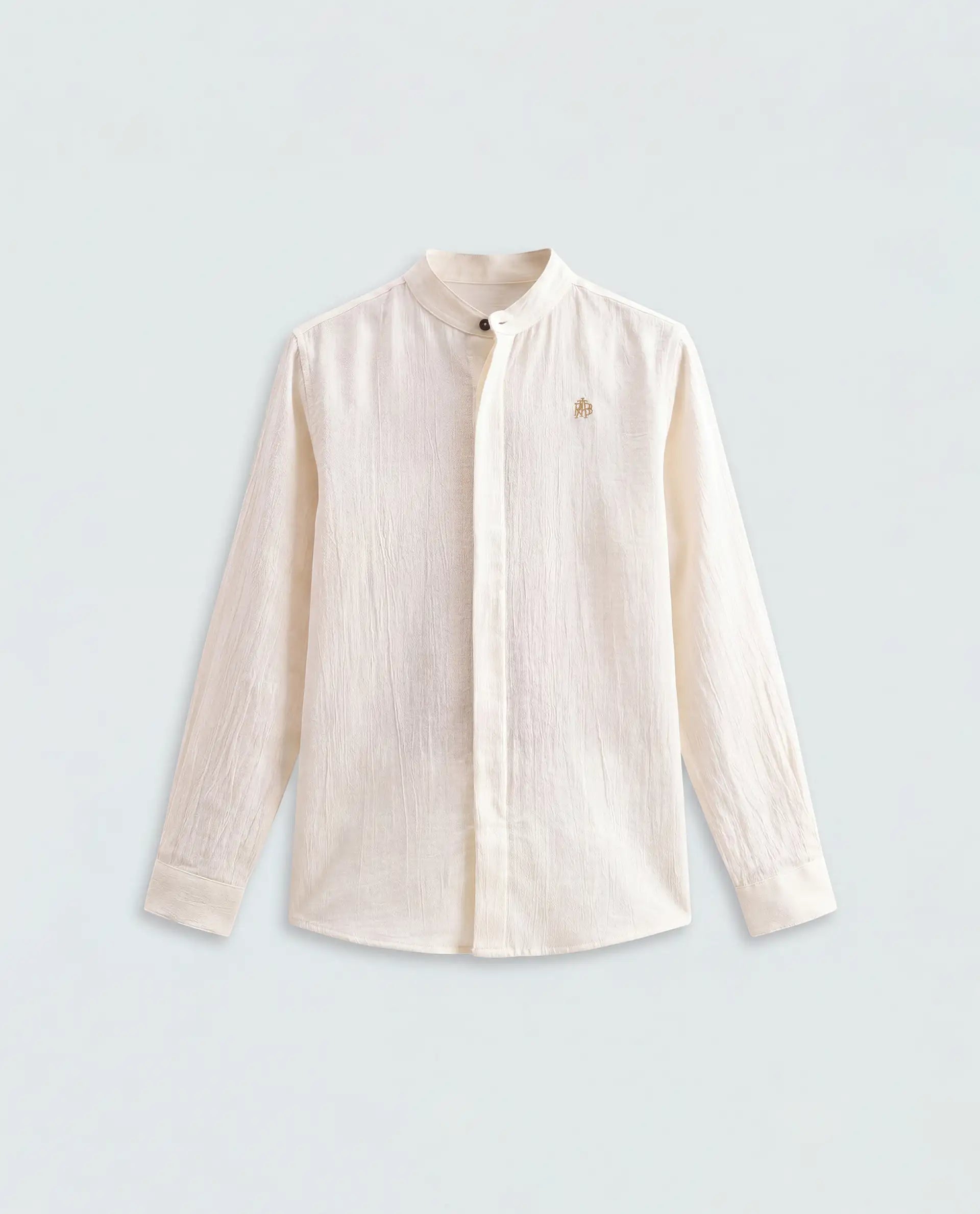 Rare Ones Kids Clin Off White Cotton Fabric Button Closure Regular Fit Shirt