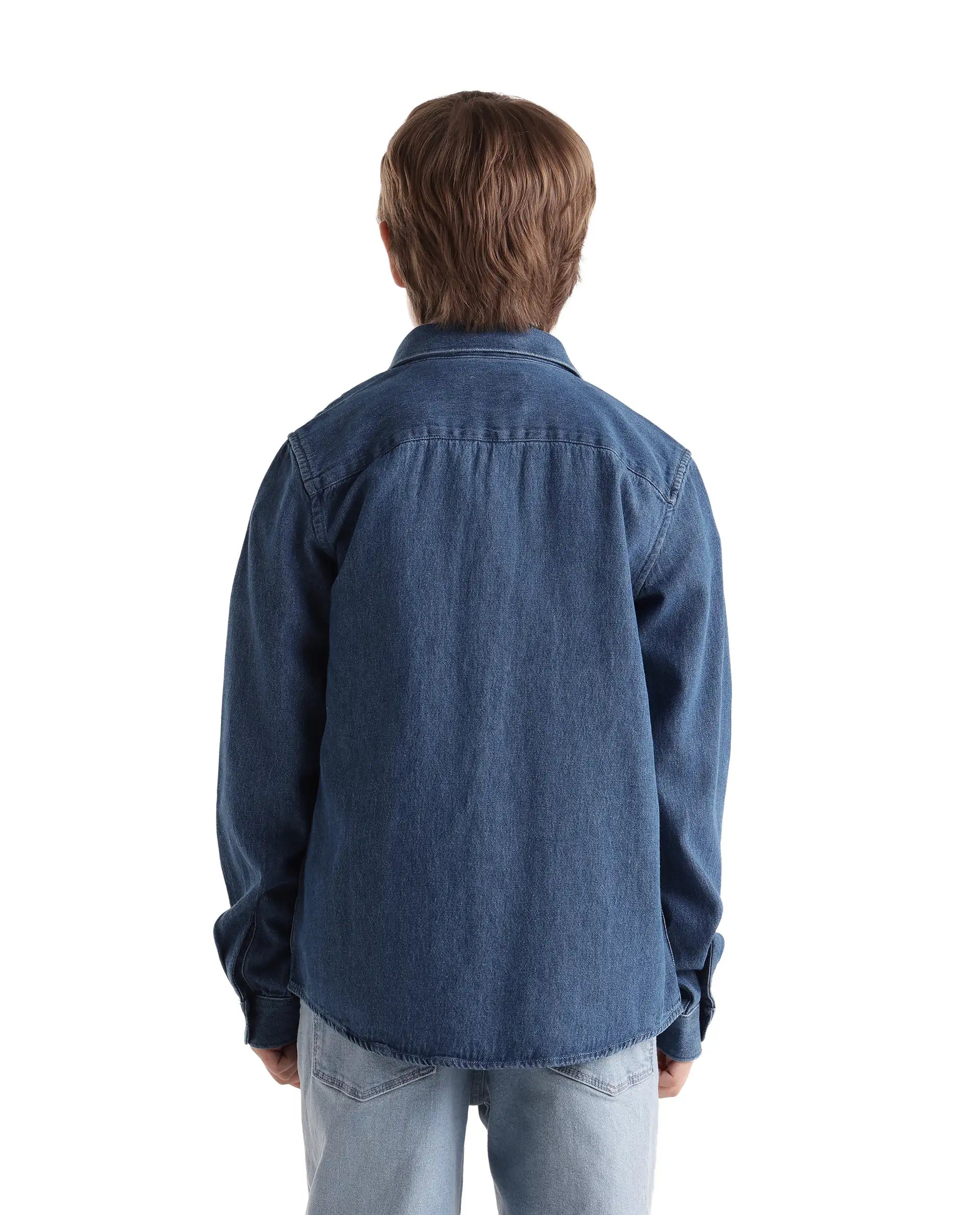 Rare Ones Kids Saiot Light Blue Cotton Blend Fabric Button Closure Regular Fit Shirt