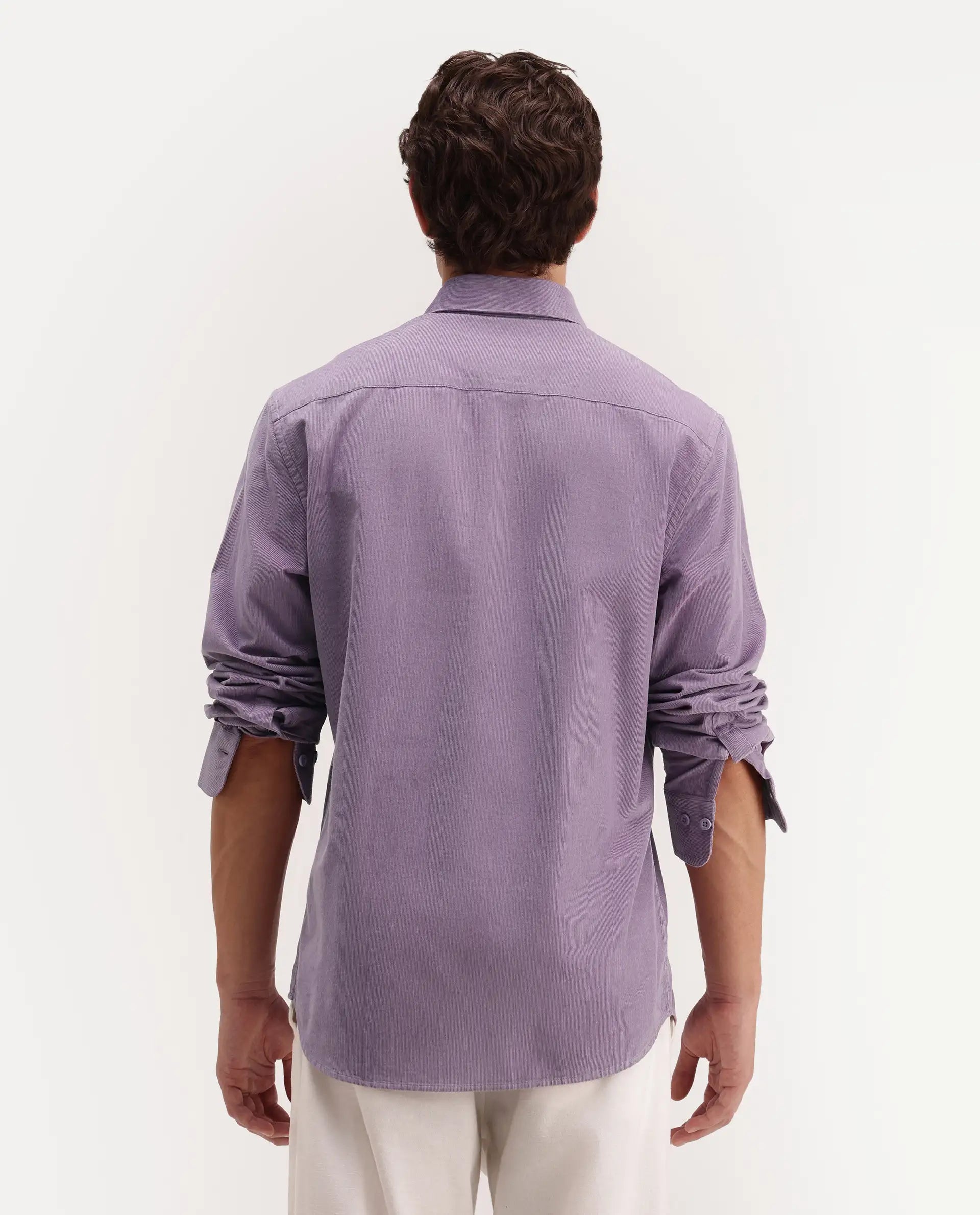 Rare Rabbit Men's Buita-Aw26 Light Purple Cotton Spread Collar Regular Fit Plain Shirt