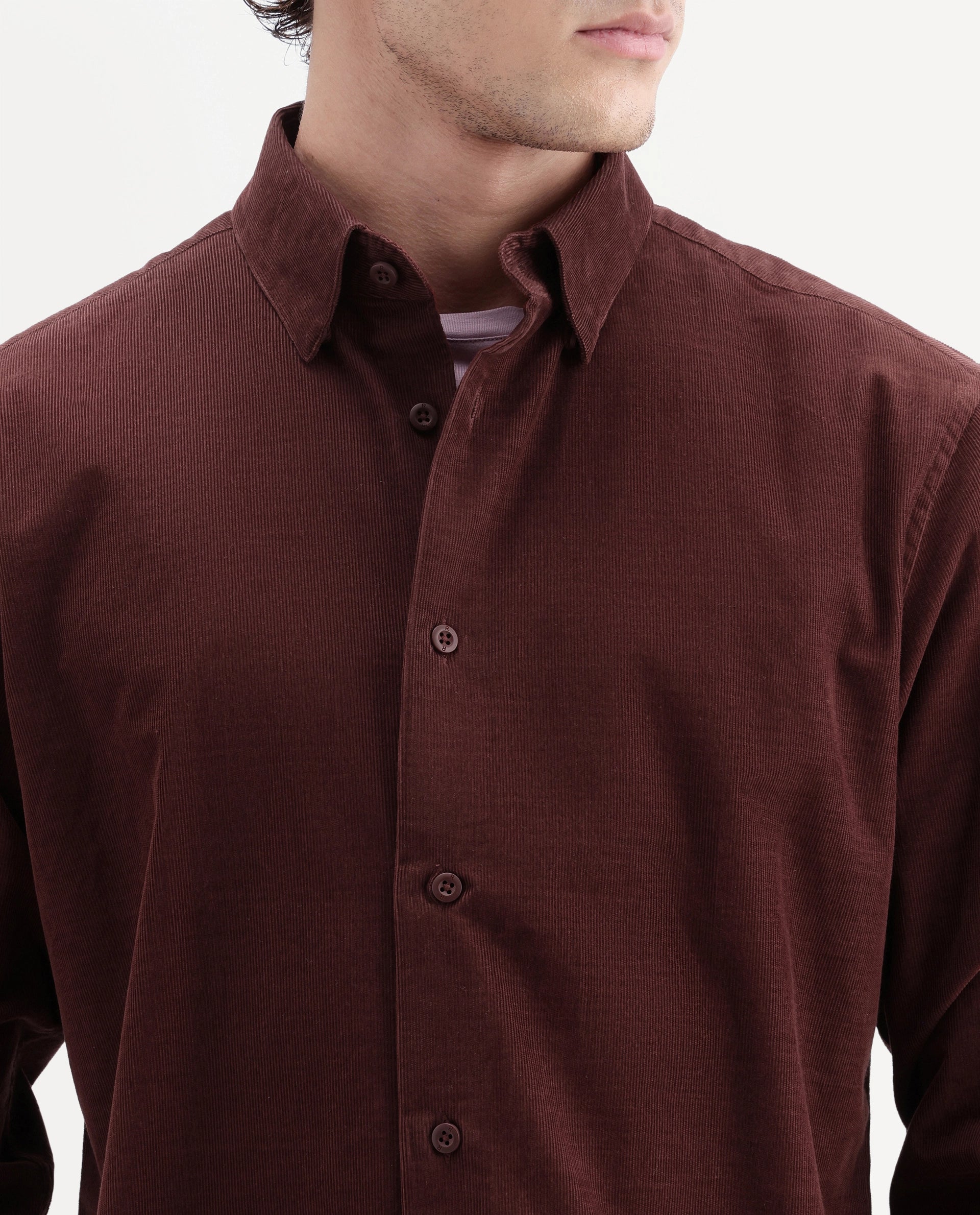 Rare Rabbit Men's Buita-Aw26 Dark Red Cotton Spread Collar Regular Fit Plain Shirt