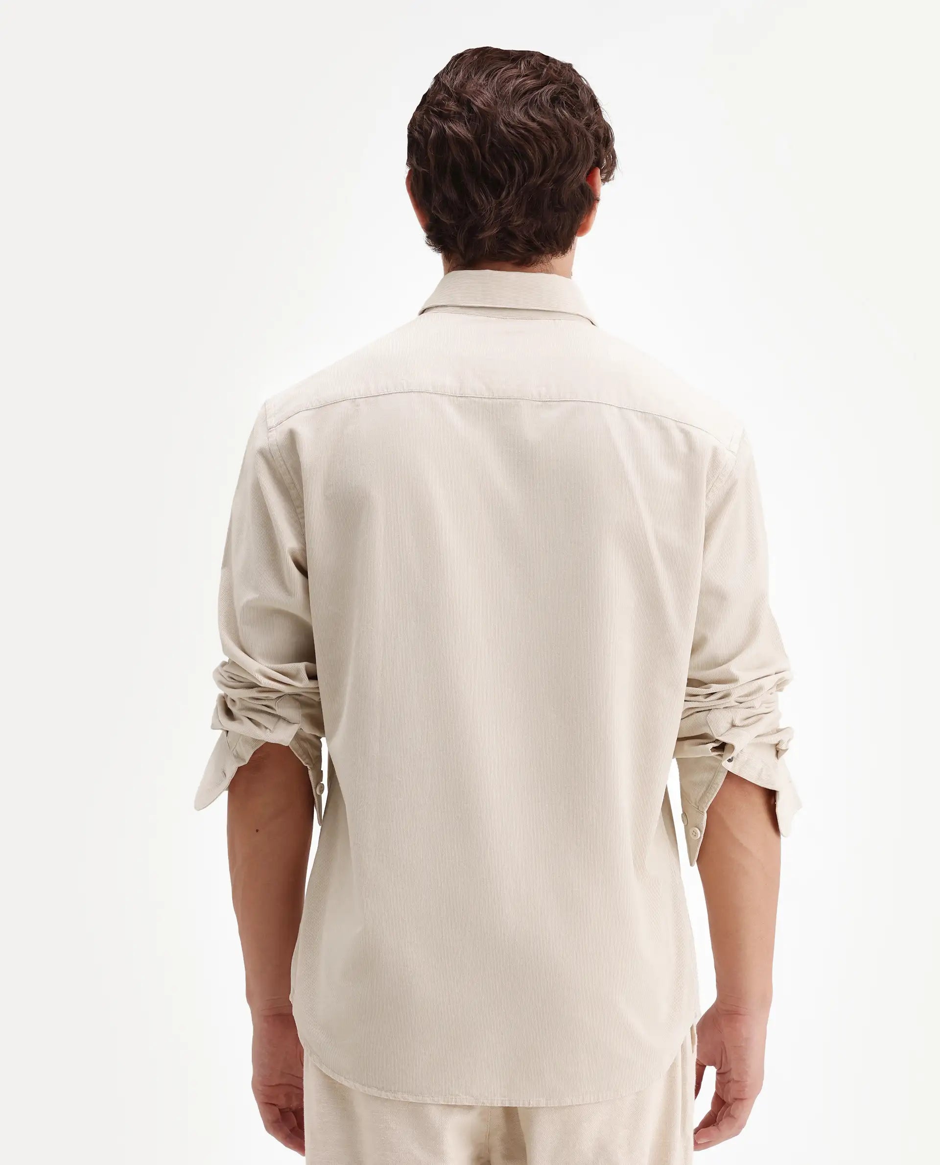 Rare Rabbit Men's Buita-Aw26 Off White Cotton Spread Collar Regular Fit Plain Shirt