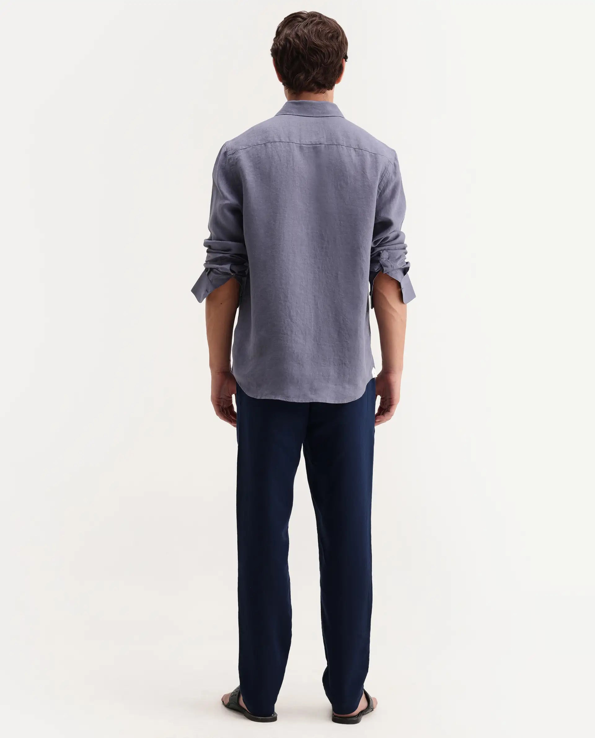 Rare Rabbit Men's Pastor-Aw26 Navy Cotton Fabric Drawstring Closure Regular Fit Plain Trouser