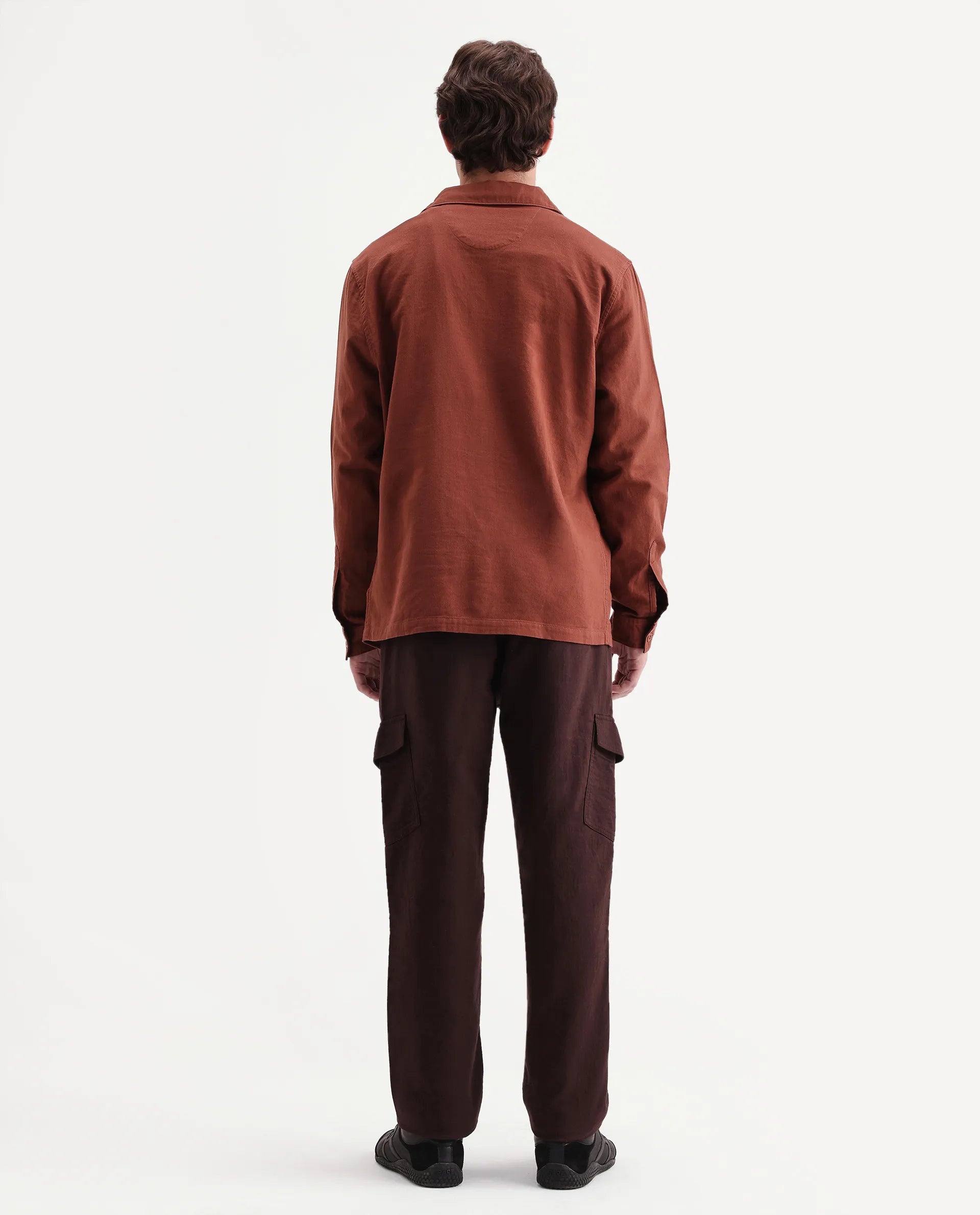 Rare Rabbit Men's Presso-Aw26 Dark Brown Cotton Fabric Regular Fit Plain Trouser