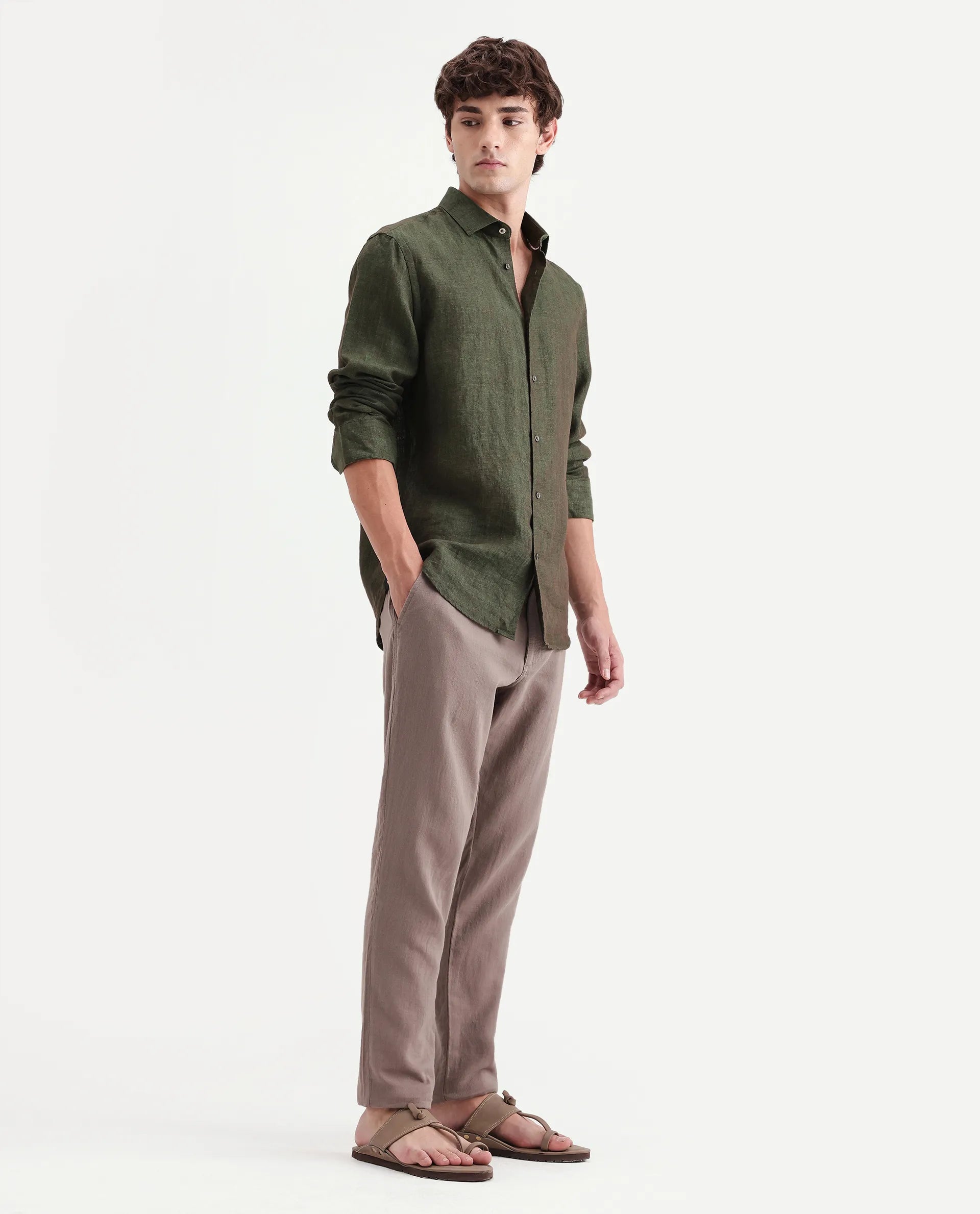 Rare Rabbit Men's Pastor-Aw26 Light Brown Cotton Fabric Drawstring Closure Regular Fit Plain Trouser