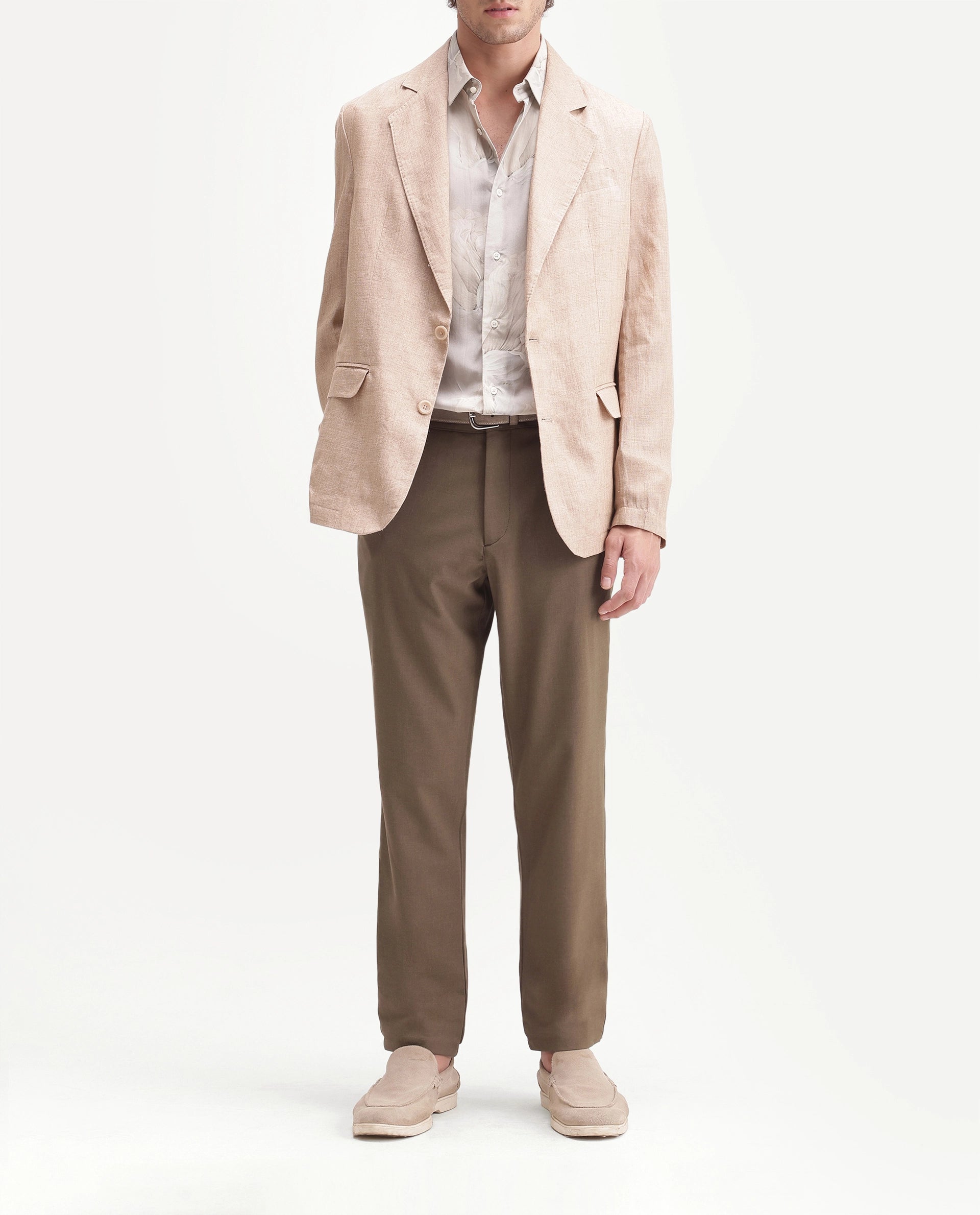 Rare Rabbit Men's Driver-Aw26 Light Khaki Polyester Blend Fabric Regular Fit Plain Trouser