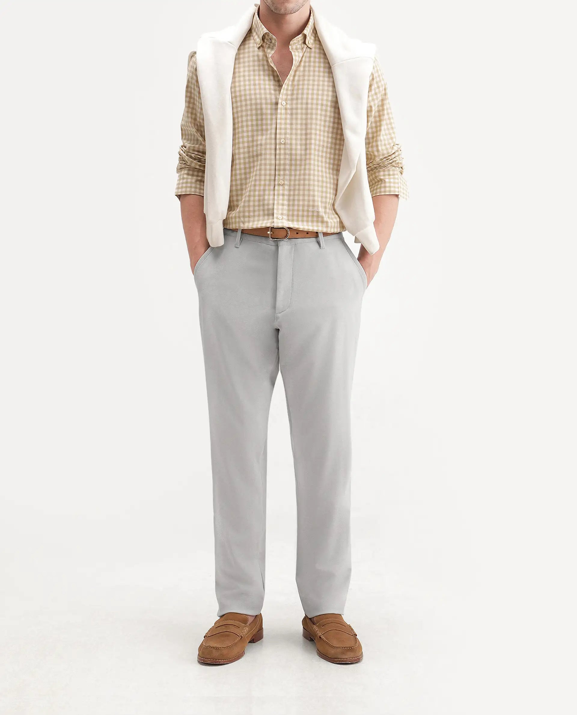 Rare Rabbit Men's Driver-Aw26 Pastel Blue Polyester Blend Fabric Regular Fit Plain Trouser