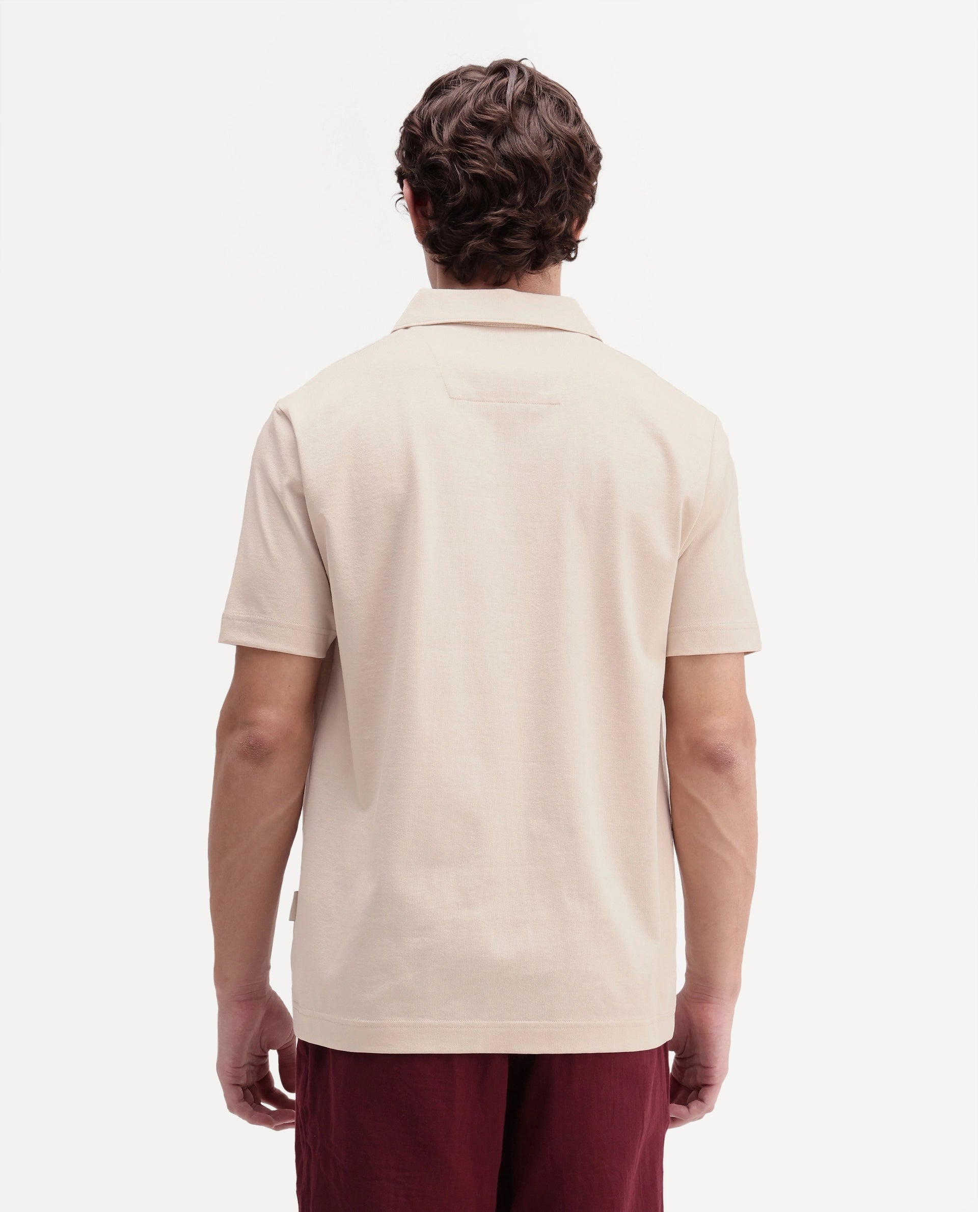 Rare Rabbit Men's Travis Beige Cotton Spread Collar Regular Embroidered Polo