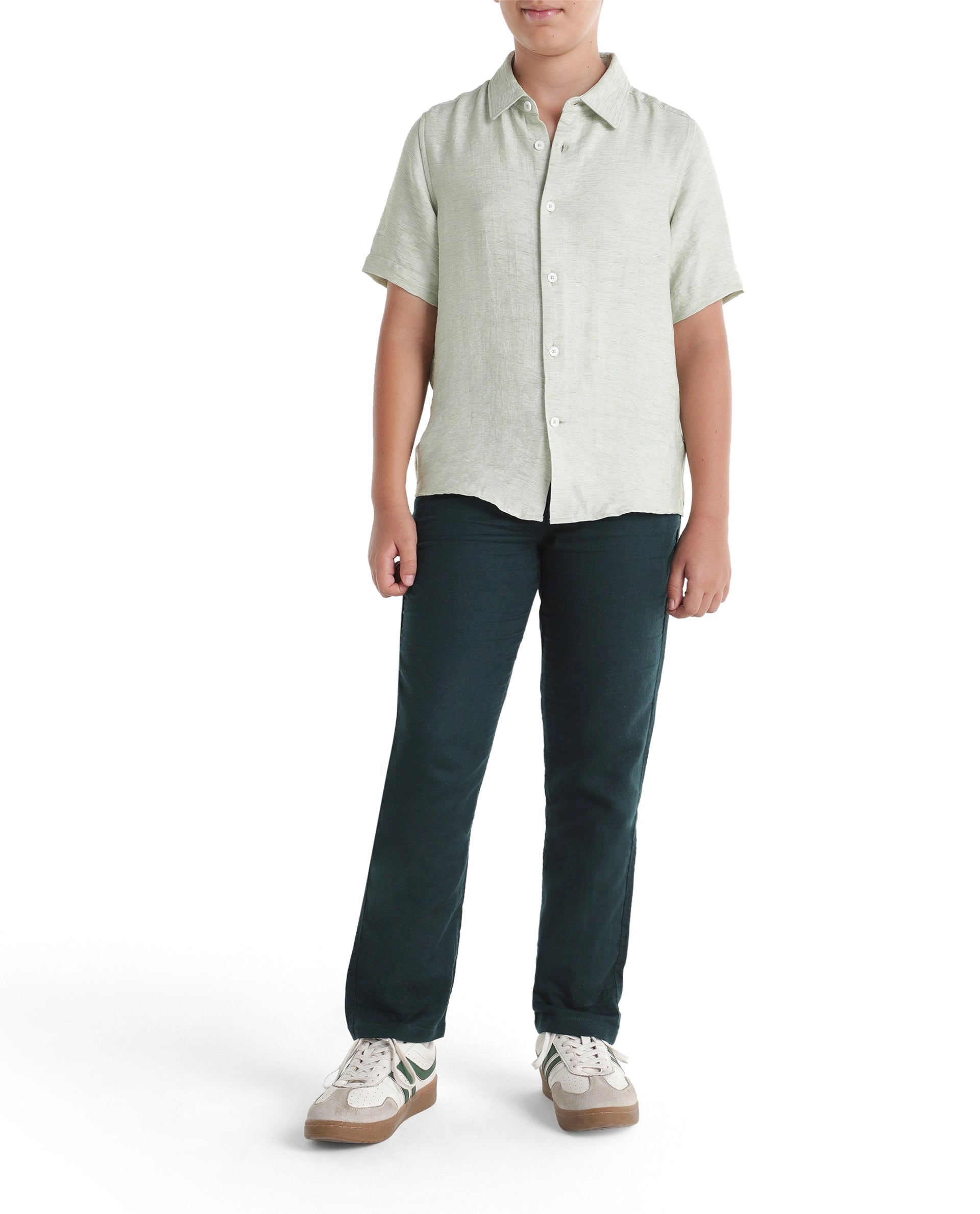 Rare Ones Kids Pastor-K-Aw26 Dark Teal Cotton Fabric Drawstring Closure Regular Fit Trouser
