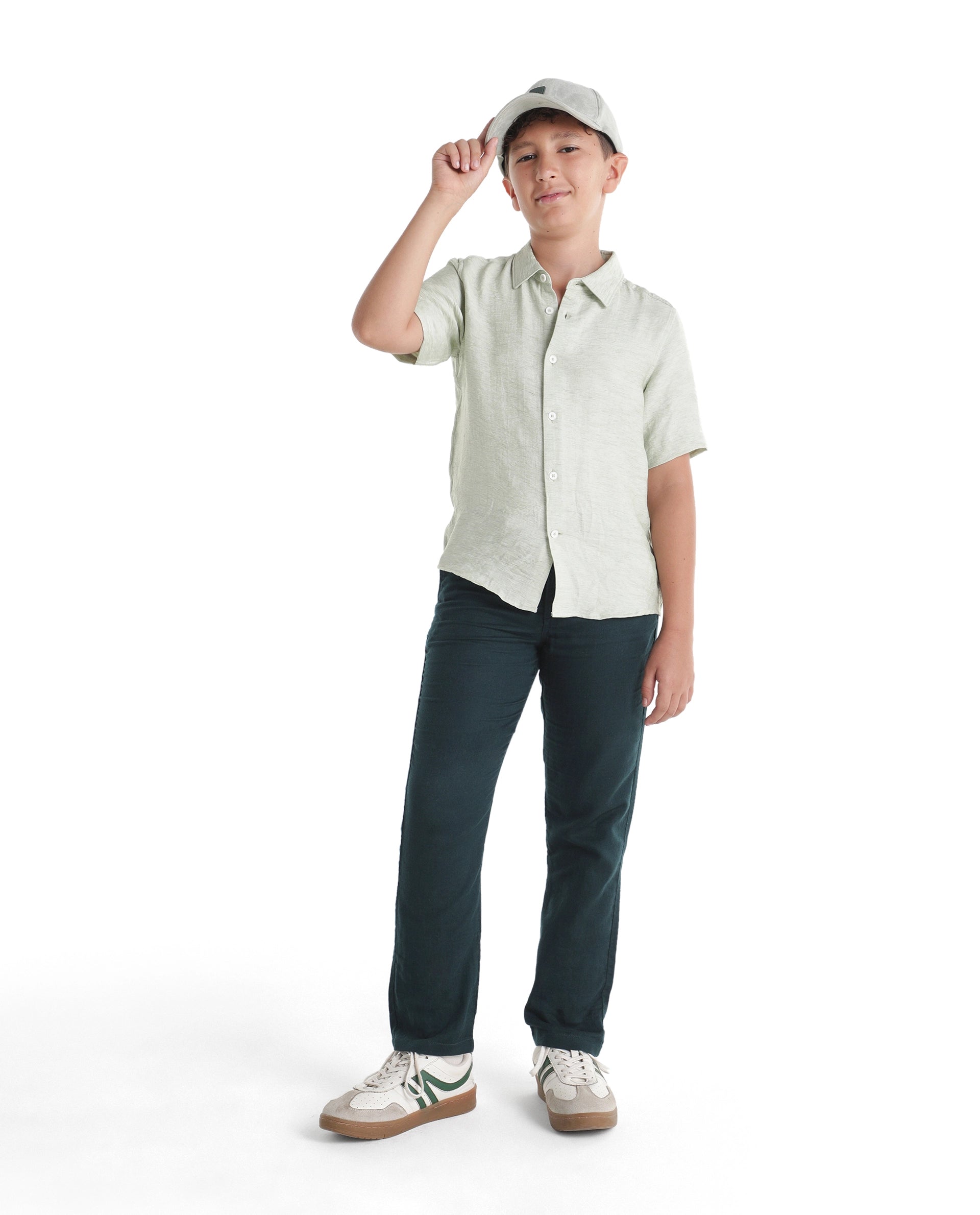Rare Ones Kids Pastor-K-Aw26 Dark Teal Cotton Fabric Drawstring Closure Regular Fit Trouser