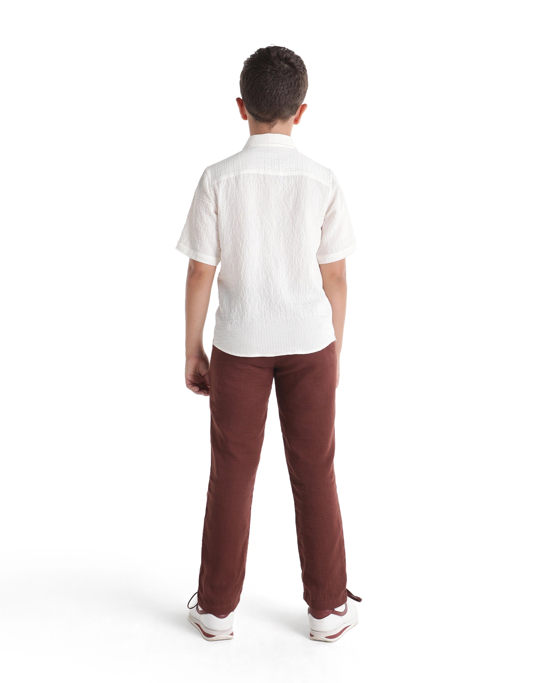 Rare Ones Kids Pastor-K-Aw26 Rust Cotton Fabric Drawstring Closure Regular Fit Trouser