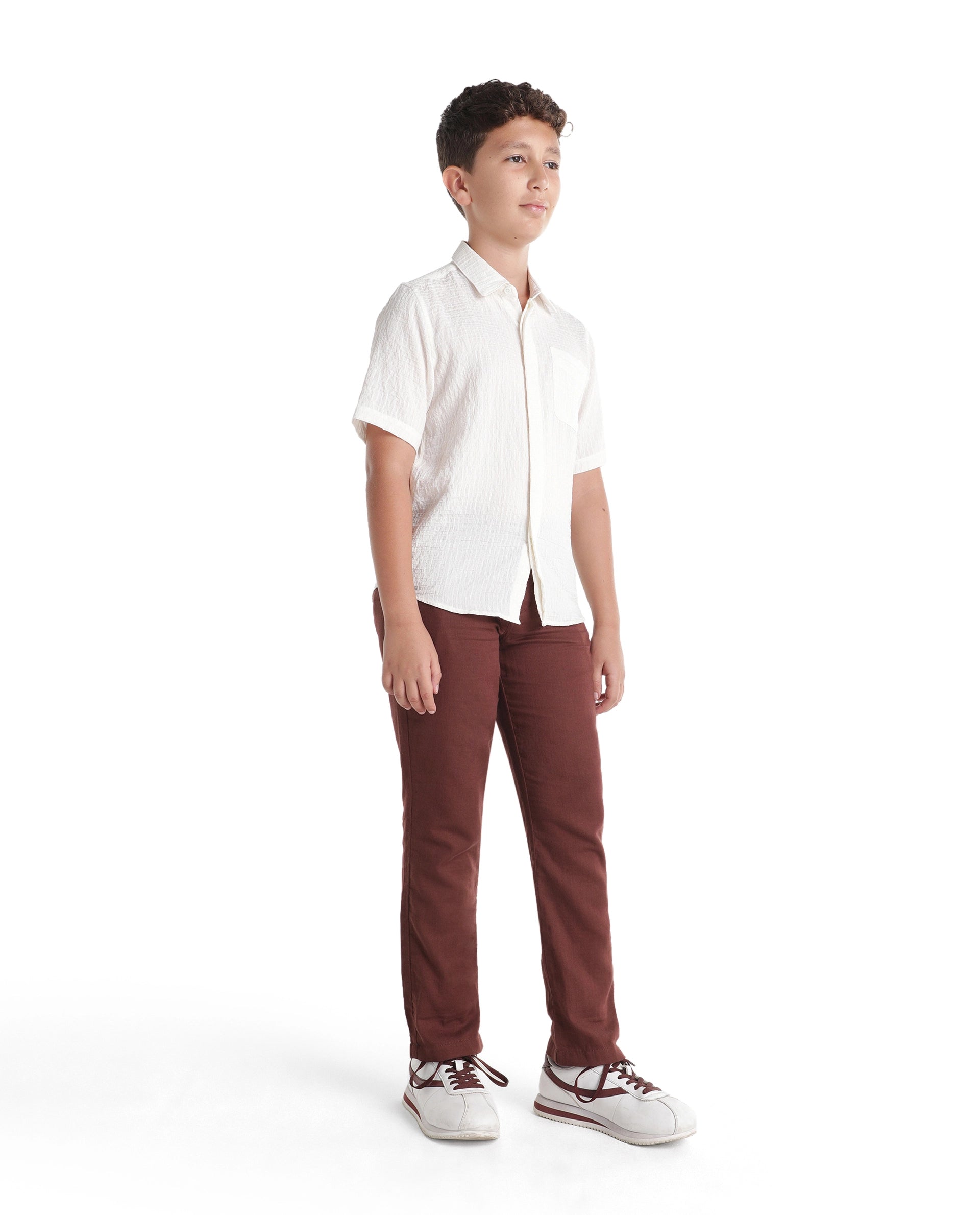 Rare Ones Kids Pastor-K-Aw26 Rust Cotton Fabric Drawstring Closure Regular Fit Trouser