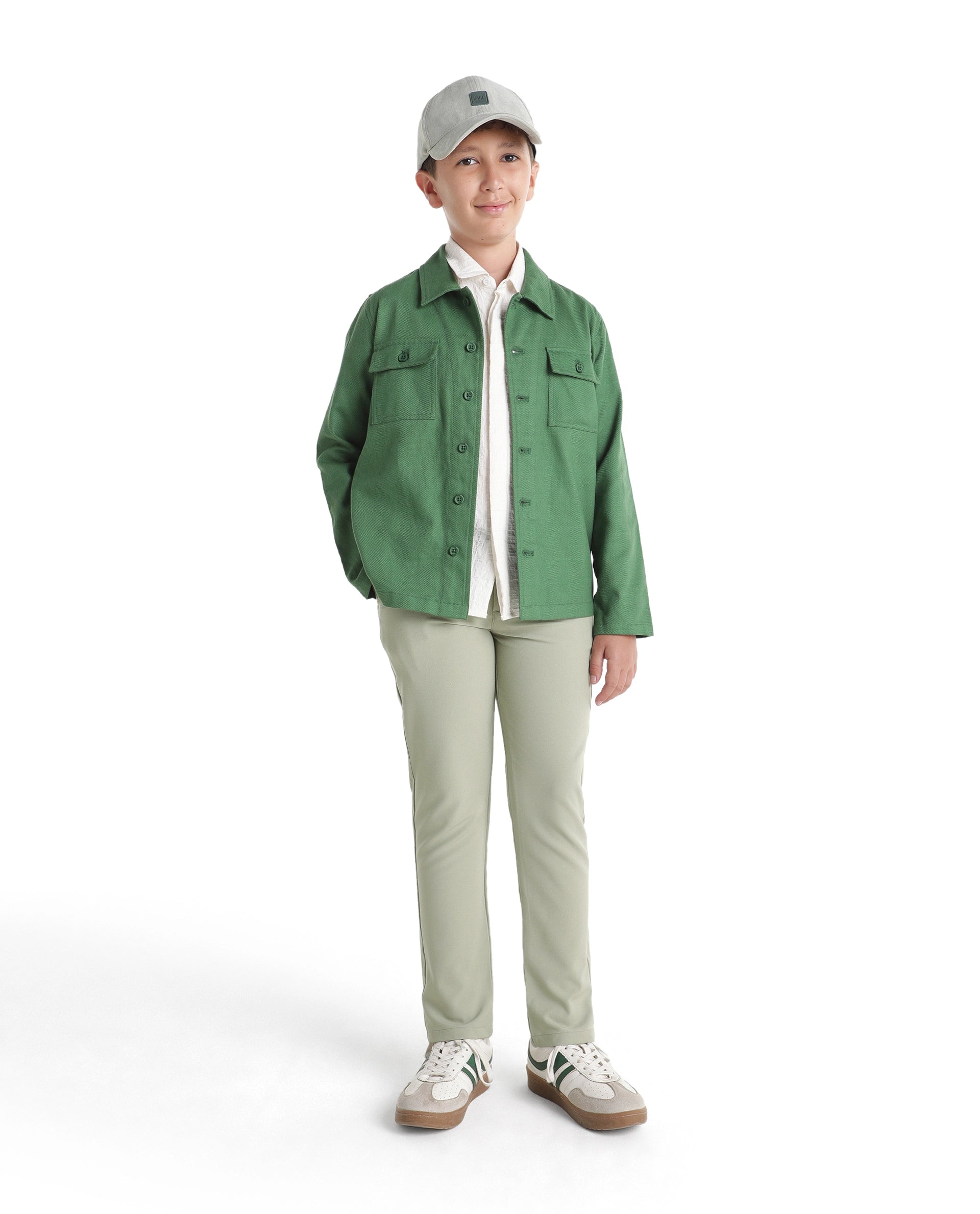 Rare Ones Kids Driver-K Pastel Green Polyester Blend Fabric Button And Zipper Closure Regular Fit Trouser