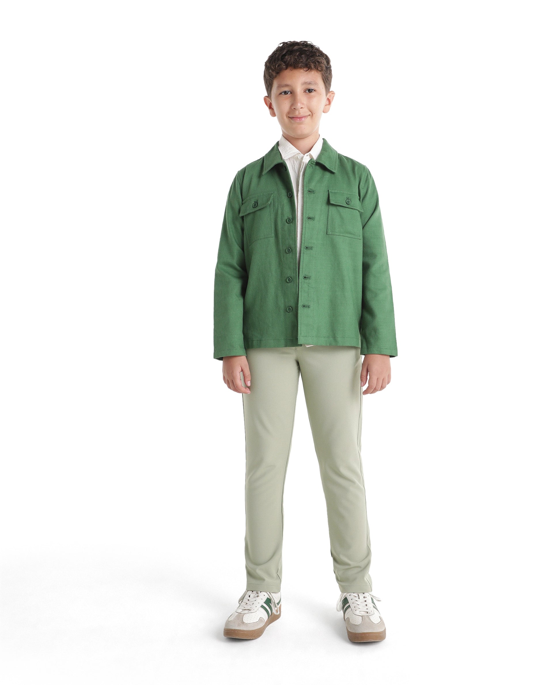Rare Ones Kids Driver-K Pastel Green Polyester Blend Fabric Button And Zipper Closure Regular Fit Trouser