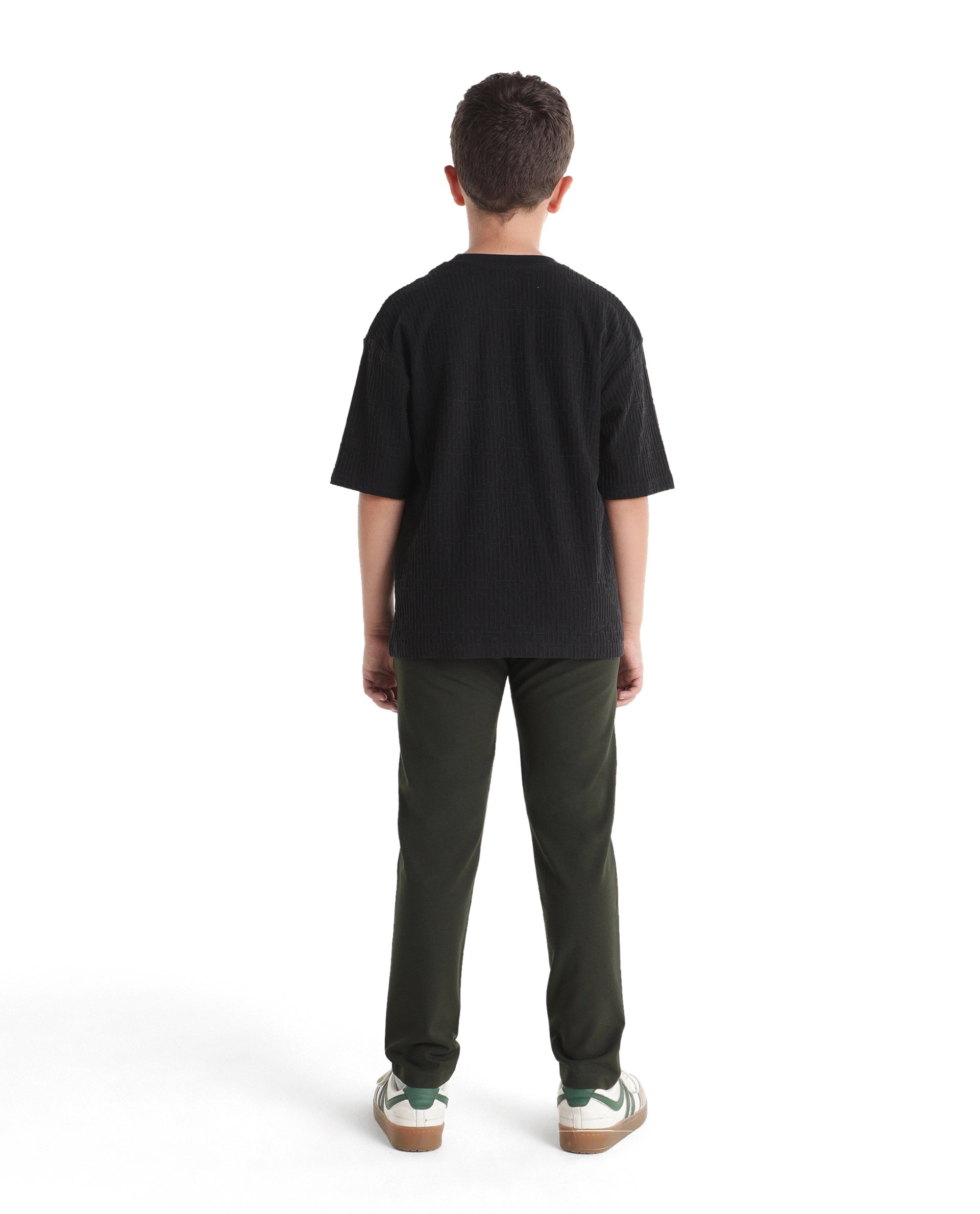 Rare Ones Kids Trove-Aw26 Olive Polyester Blend Fabric Button And Zipper Closure Slim Fit Trouser