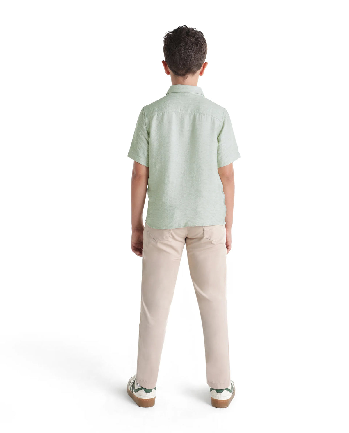 Rare Ones Kids Spoke-K-Aw26 Beige Cotton Blend Fabric Button And Zipper Closure Slim Fit Trouser