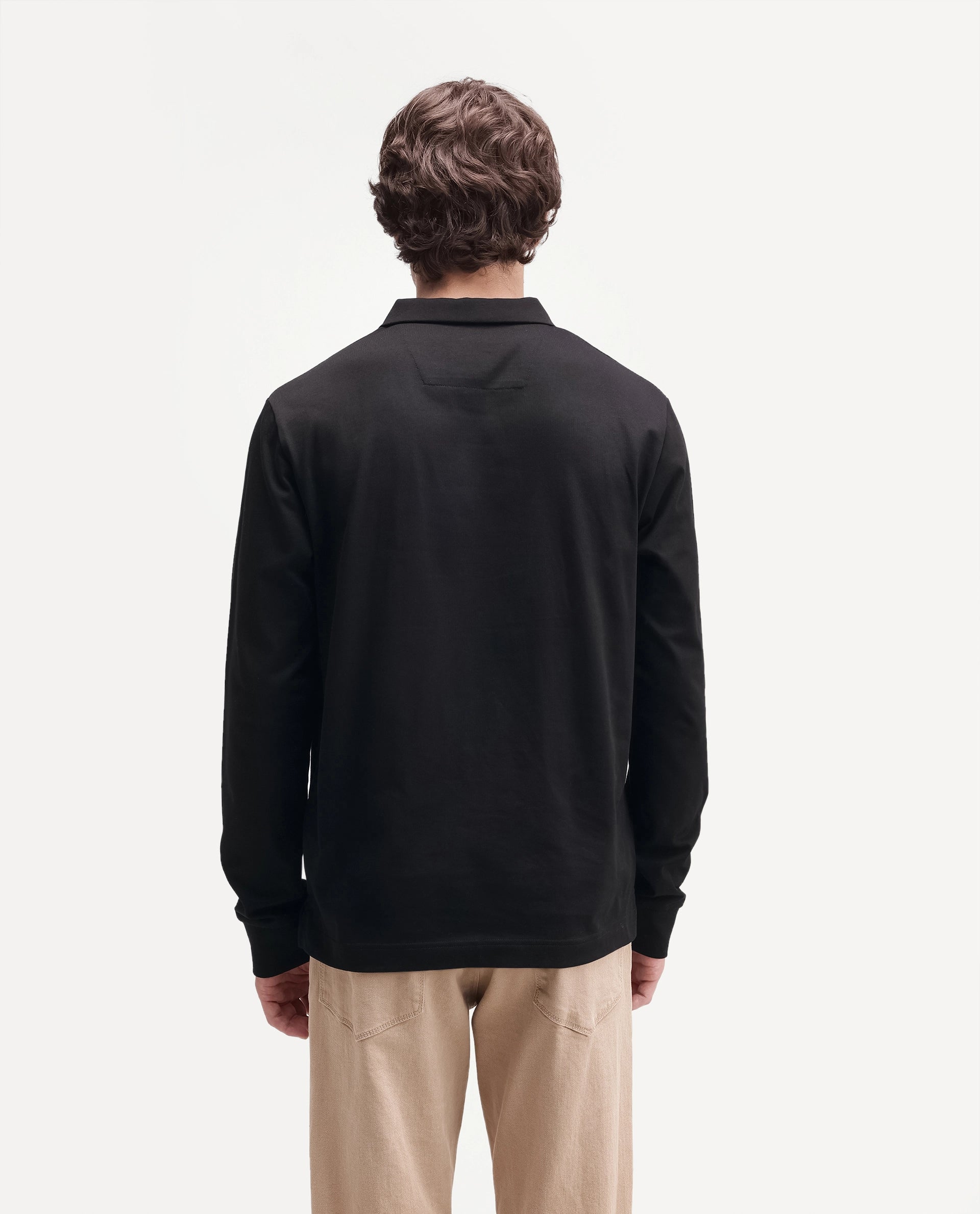 Rare Rabbit Men's Travo Black Cotton Spread Collar Regular Plain Polo