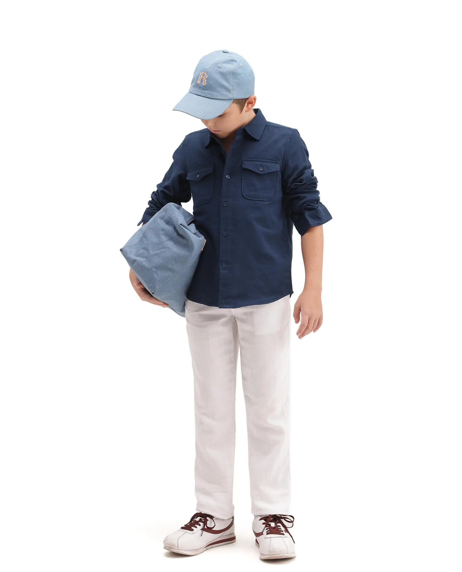 Rare Ones Kids Presso-T-K Dark Navy Cotton Fabric Button Closure Regular Plain Shirt