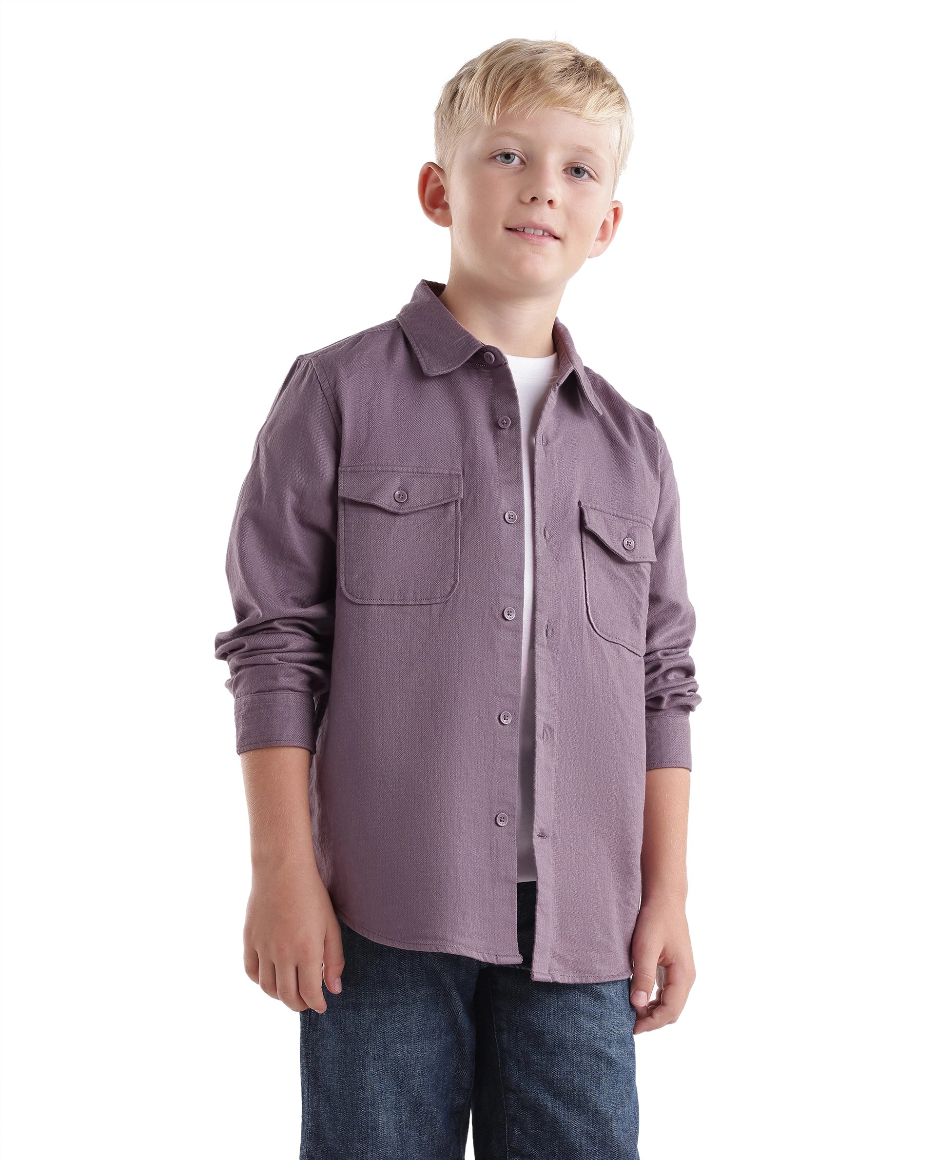 Rare Ones Kids Presso-T-K Dusky Pink Cotton Fabric Button Closure Regular Plain Shirt