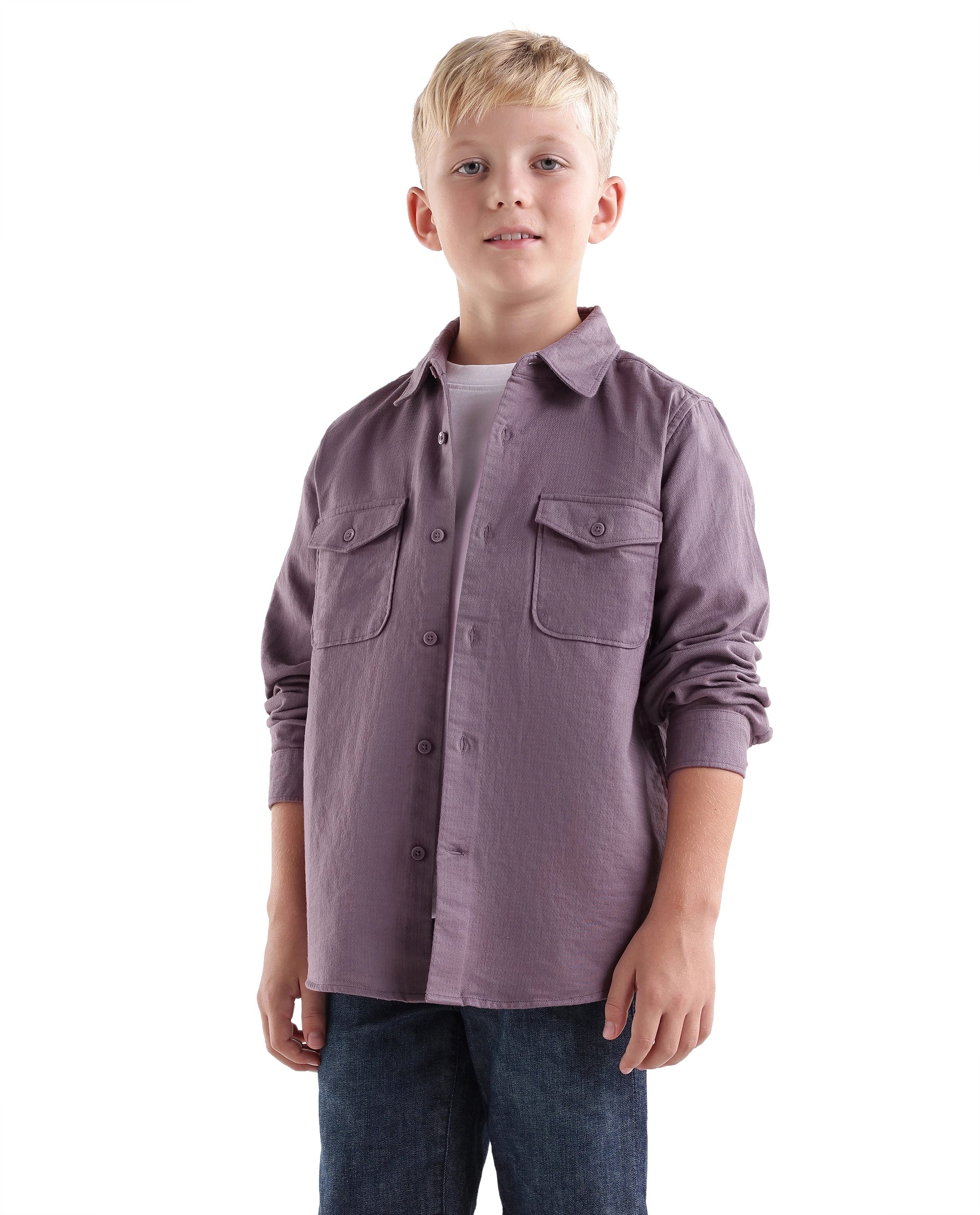 Rare Ones Kids Presso-T-K Dusky Pink Cotton Fabric Button Closure Regular Plain Shirt