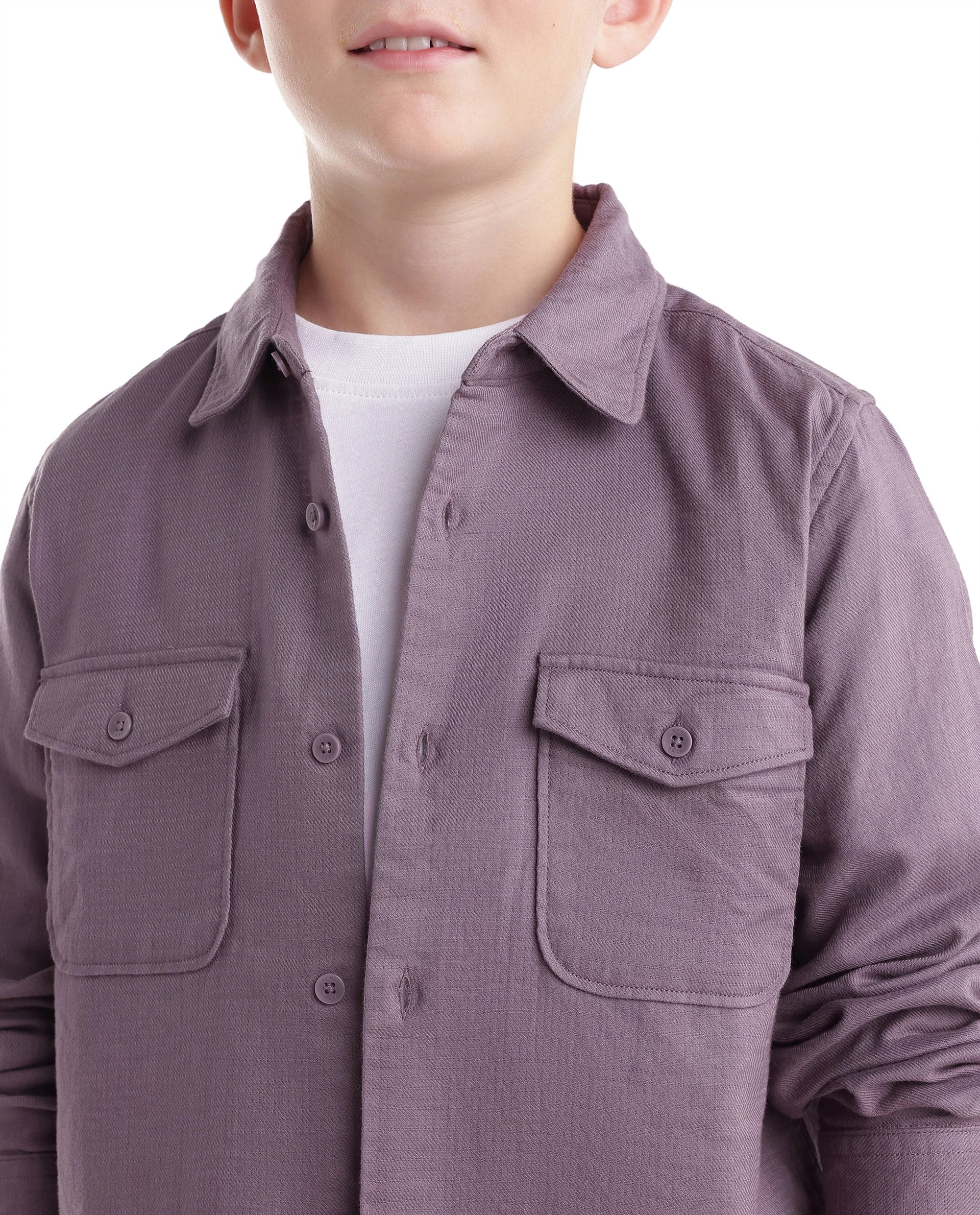 Rare Ones Kids Presso-T-K Dusky Pink Cotton Fabric Button Closure Regular Plain Shirt