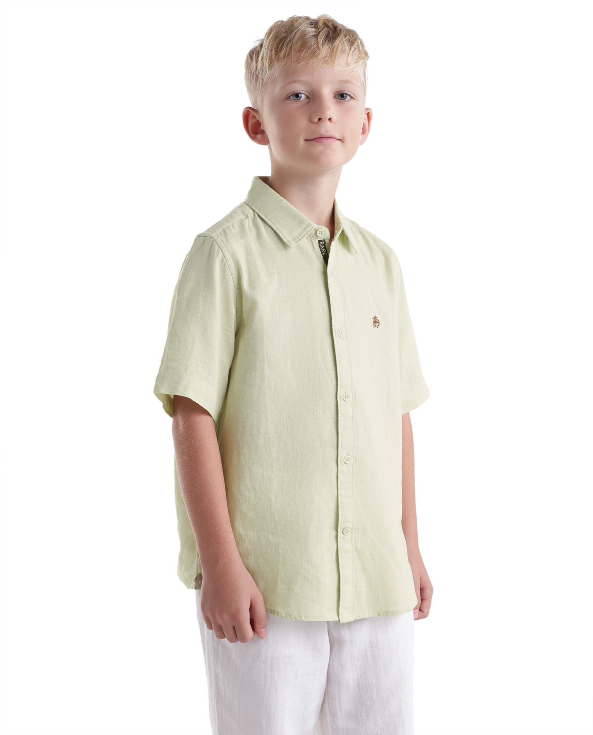 Rare Ones Kids Layerr-Hs-K-Aw26 Fluorescent Green Cotton Fabric Button Closure Regular Plain Shirt