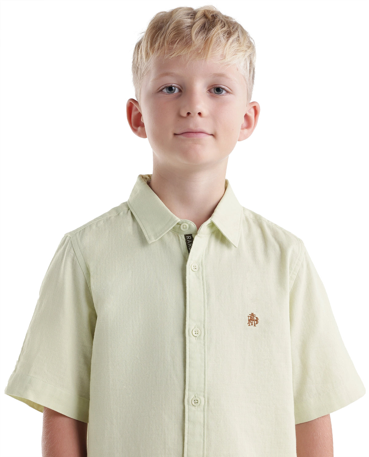 Rare Ones Kids Layerr-Hs-K-Aw26 Fluorescent Green Cotton Fabric Button Closure Regular Plain Shirt
