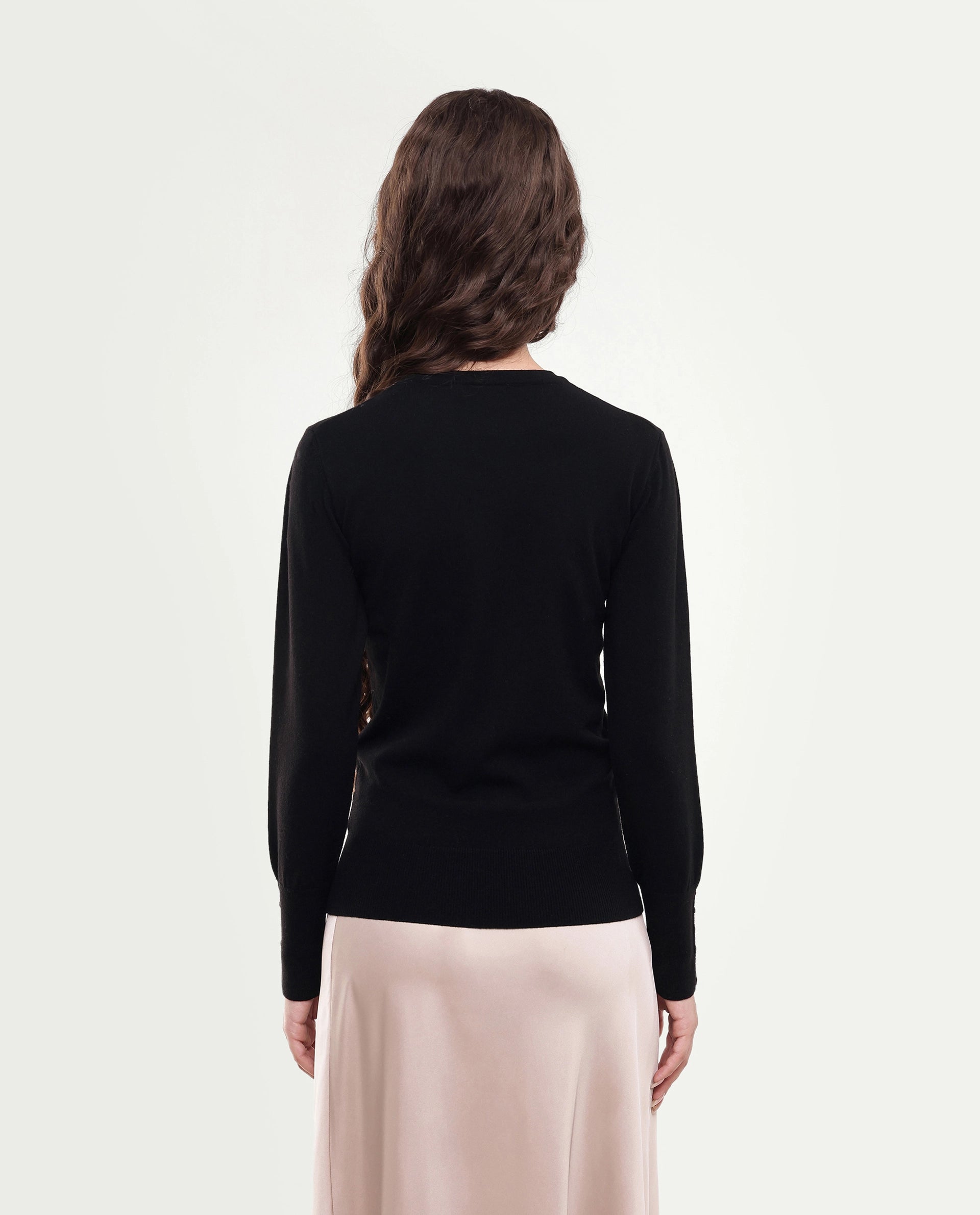 Rareism Women's Loran Black Solid Viscose Blend Regular Fit Full Sleeve Top