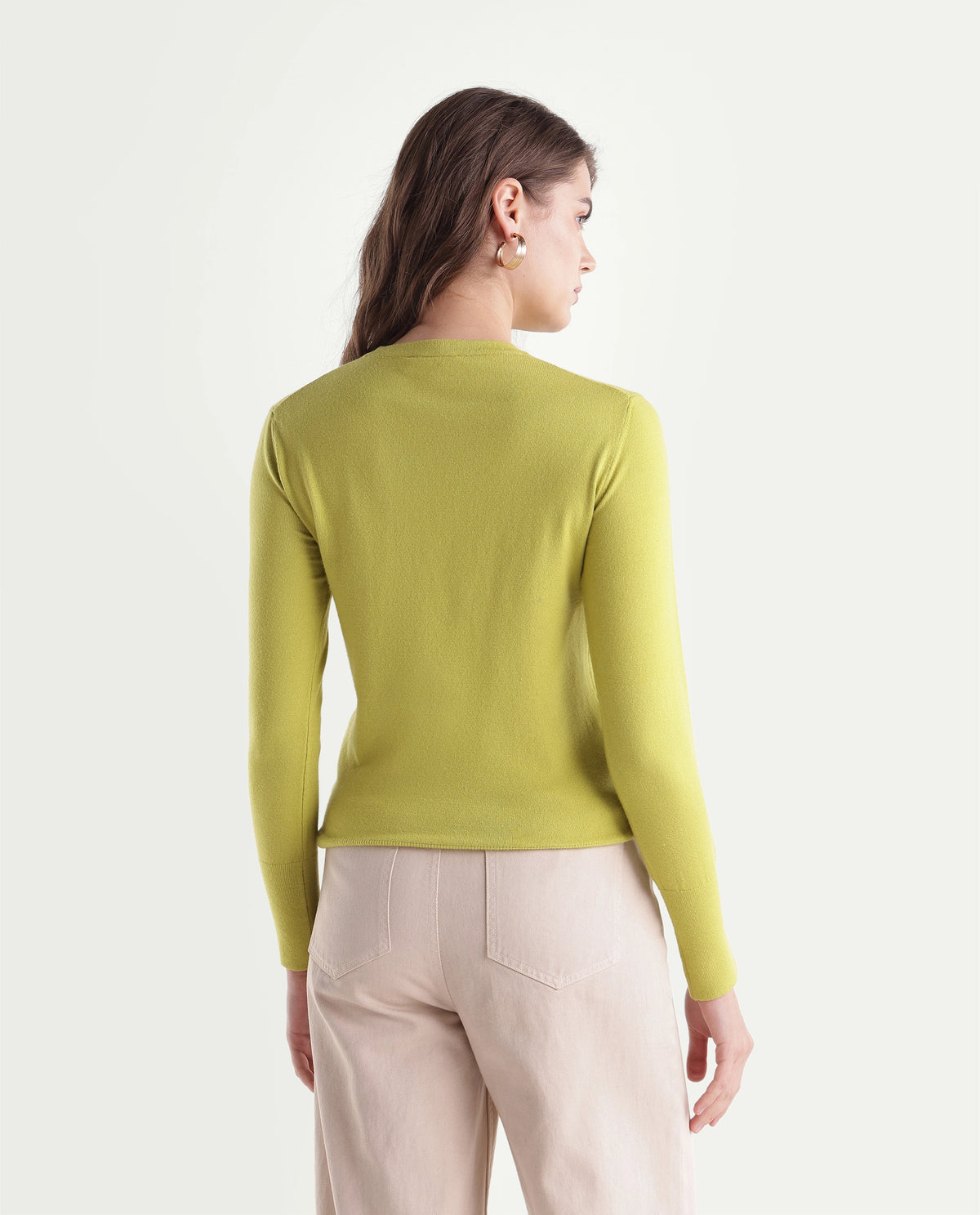 Rareism Women's Loran Light Green Viscose Blend Crew Neck Regular Fit Plain Top