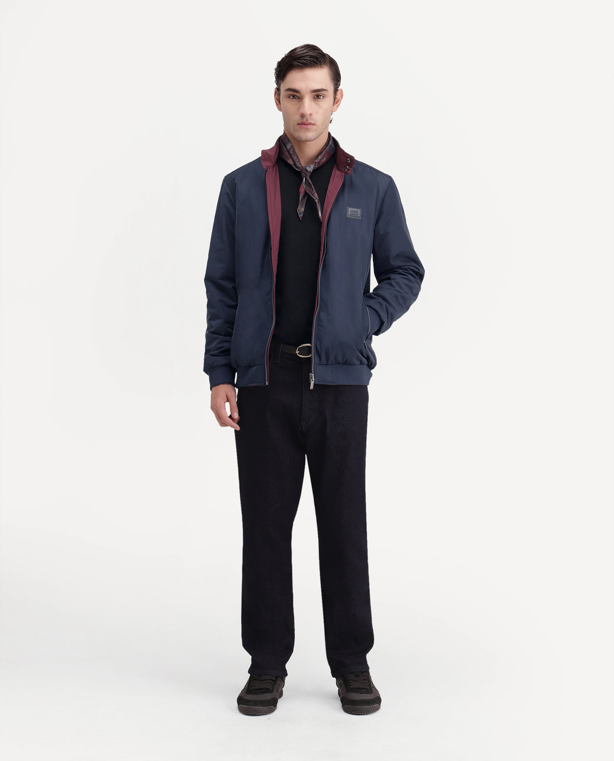 Rare Rabbit Men's Royban-26 Primary Navy Polyester High Neck Regular Plain Jacket
