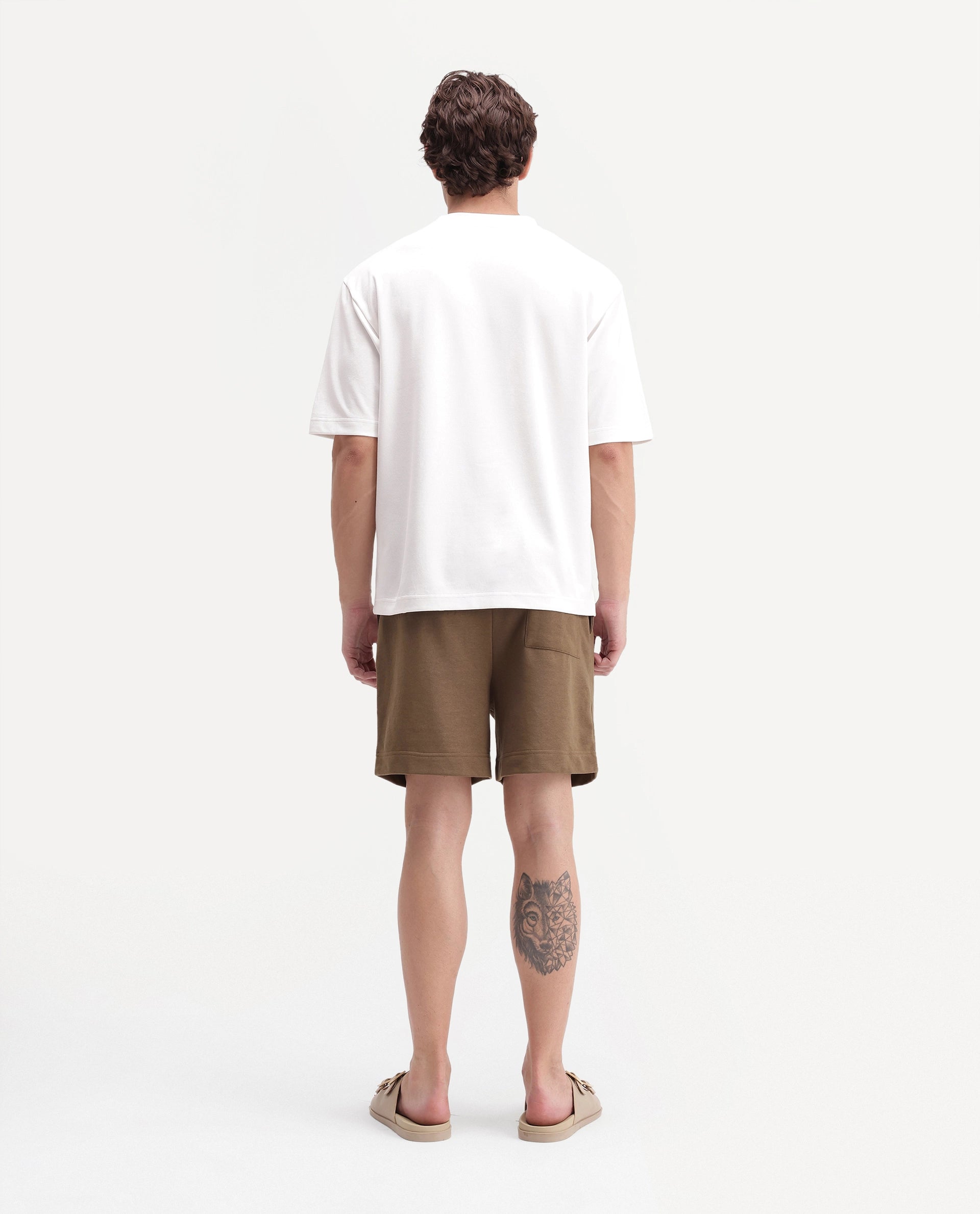 Rare Rabbit Men's Shon Dusky Brown Cotton Blend Regular Graphic Print Shorts