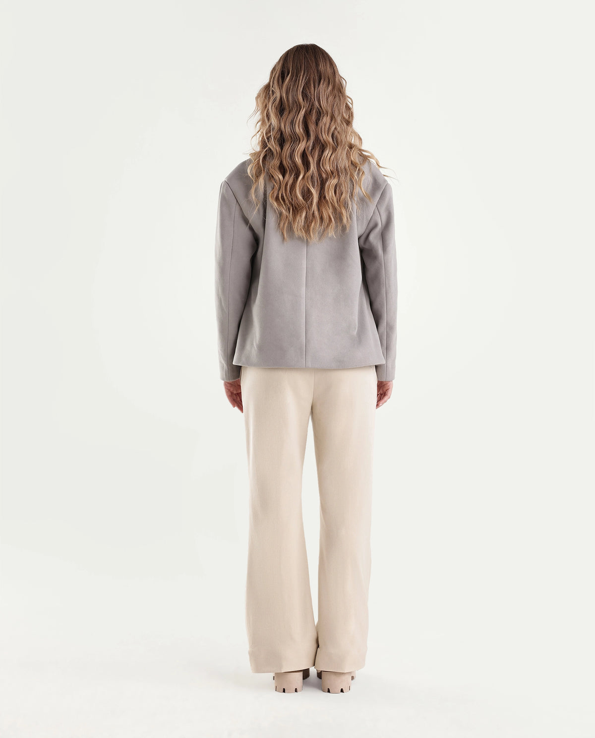 Rareism Women's Frare-Aw26 Beige Polyester Blend Bootcut Plain Trouser