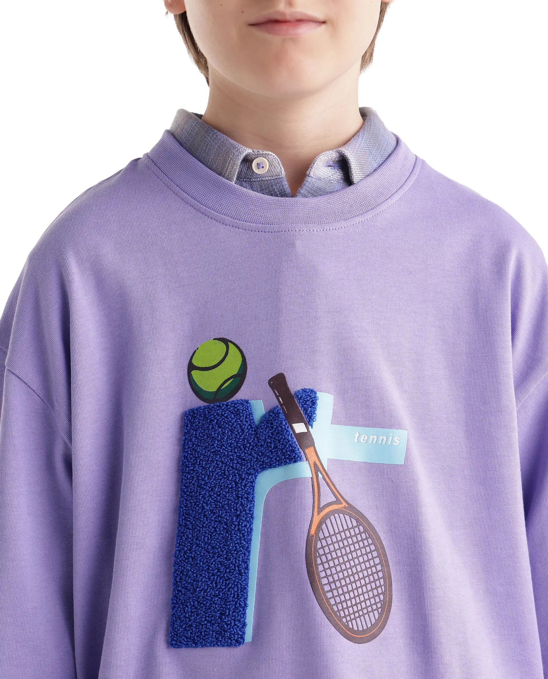 Rare Ones Kids Tenn Light Purple Cotton Fabric Pull-On Closure Oversized Graphic Print T-Shirt