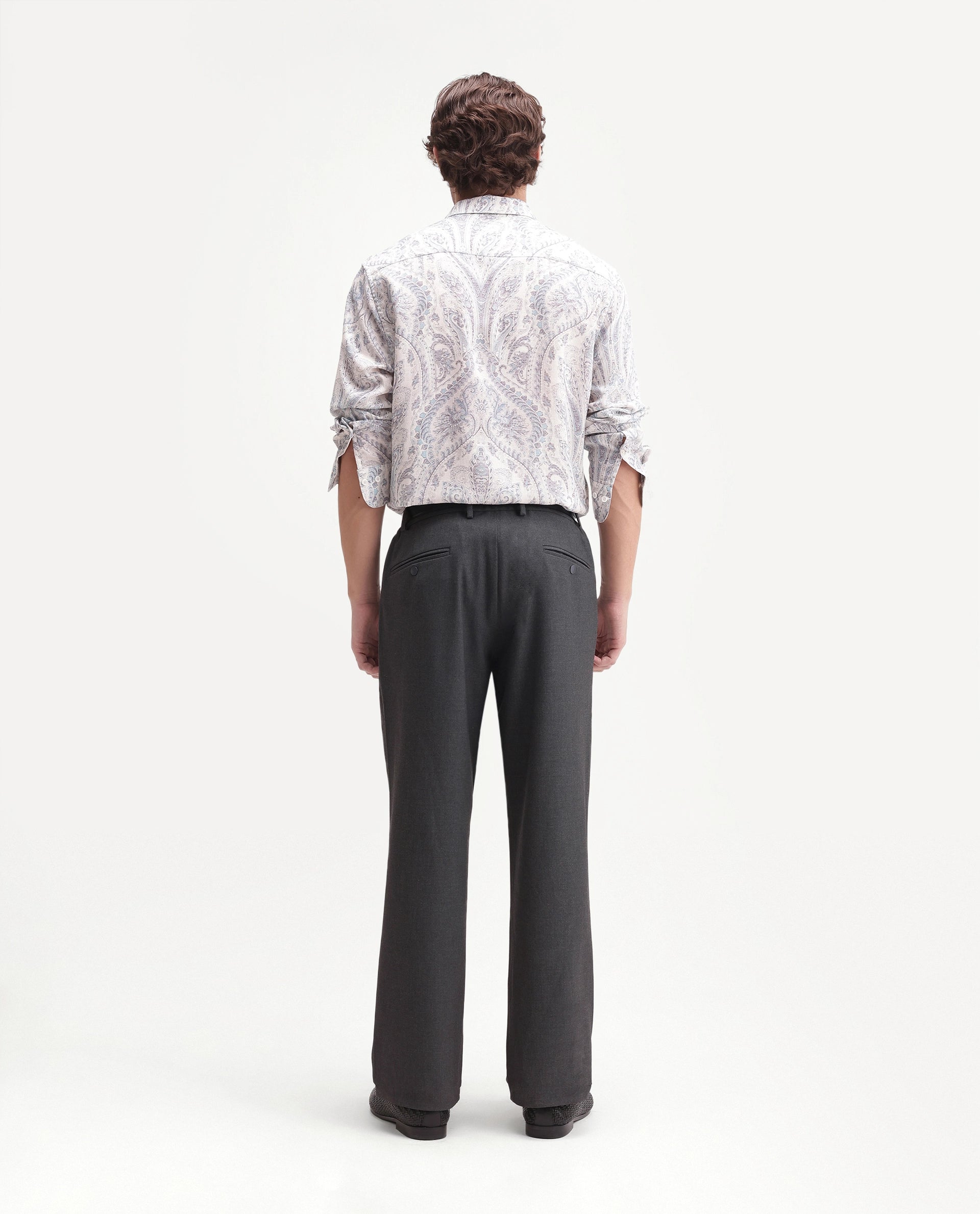 Rare Rabbit Men's Travel-Uw-Aw26 Grey Polyester Blend Button And Zip Regular Plain Trouser