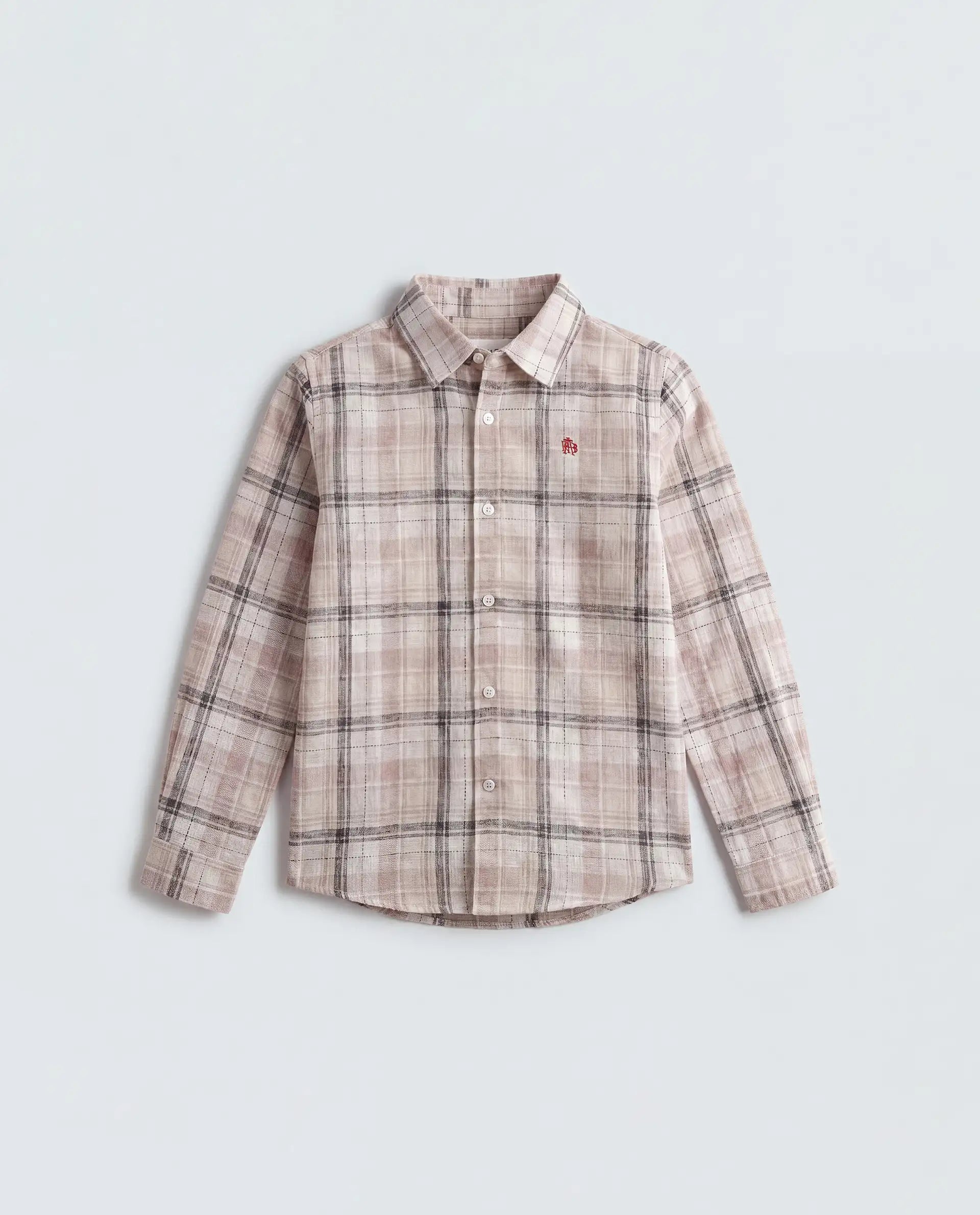 Rare Ones Kids Dean Dusky Peach Polyester Blend Fabric Button Closure Regular Fit Checkered Shirt