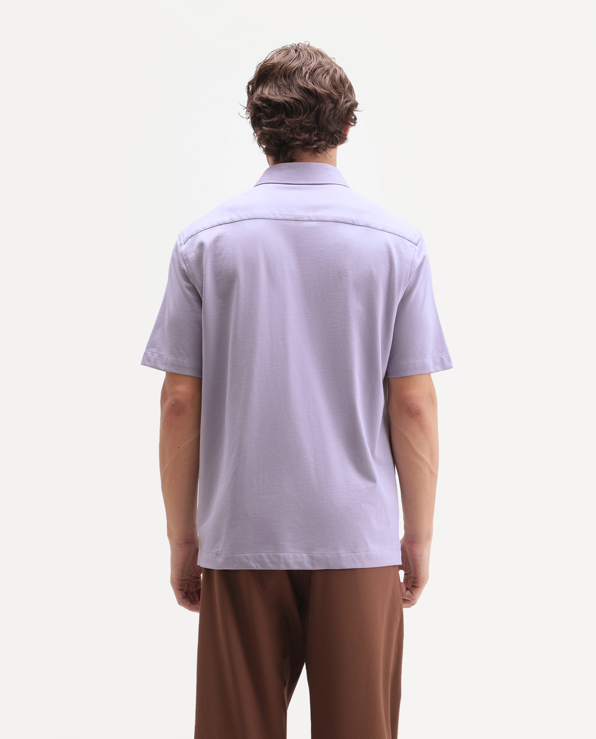Rare Rabbit Men's Darvin Purple Polyester Blend Spread Collar Regular Fit Plain Shirt