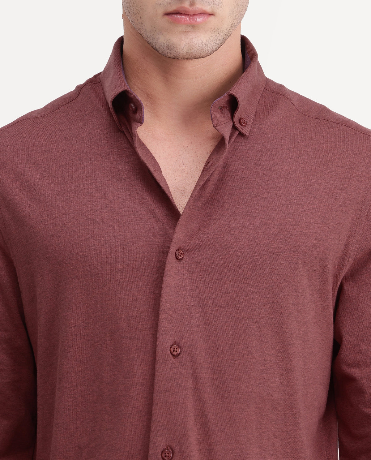 Rare Rabbit Men's Kenway Red Cotton Blend Button-Down Collar Regular Fit Plain Shirt