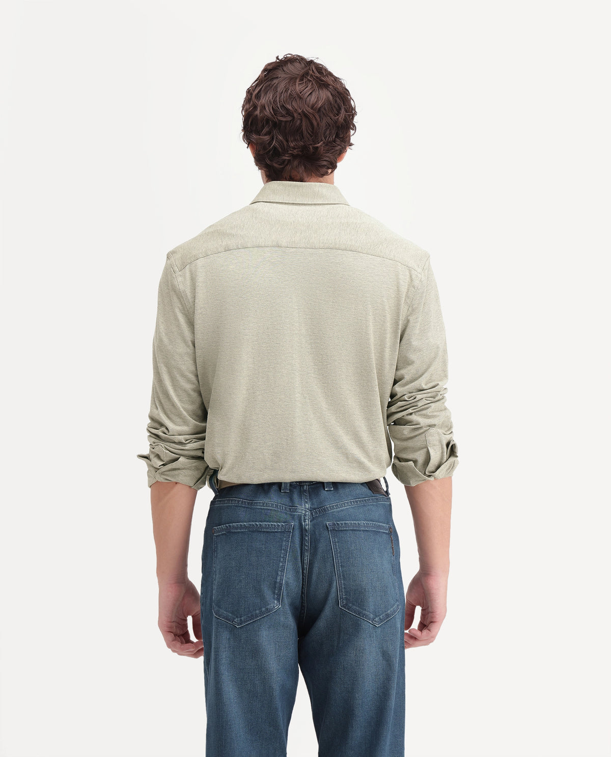 Rare Rabbit Men's Kenway Khaki Cotton Blend Button-Down Collar Regular Fit Plain Shirt