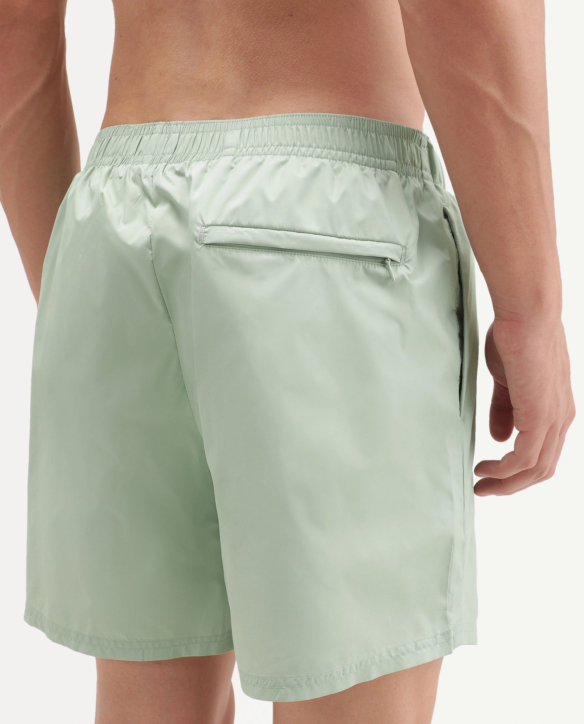 Rare Rabbit Men's Kort Aw26 Pastel Green Polyester Belt Regular Plain Swim Trunks